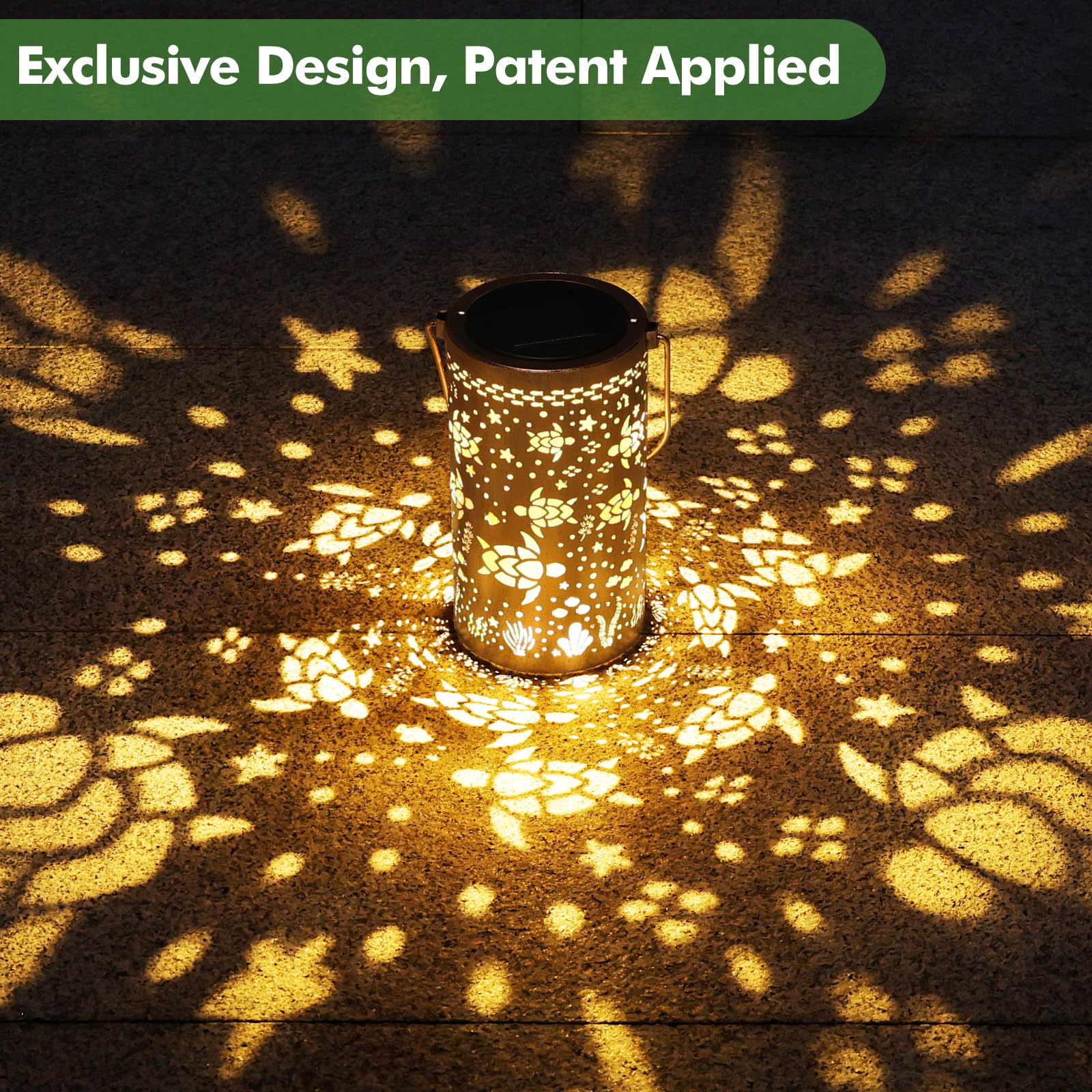 Fabuday Sea Turtle Outdoor Solar Lantern Waterproof - Hanging Solar Power Lights Led For Outside, Garden Decor For Patio, Porch,