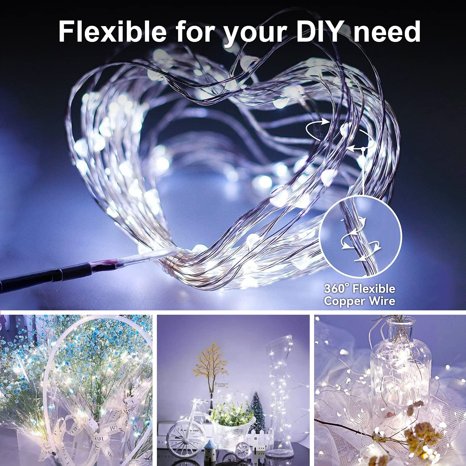 Fairy Lights Battery Operated String Lights 6 Pack 20Led Copper Wire Firefly Twinkle Lights Indoor Waterproof For Christmas Halloween,Garden Party, Bedroom, Wedding, Birthday(Cool White)