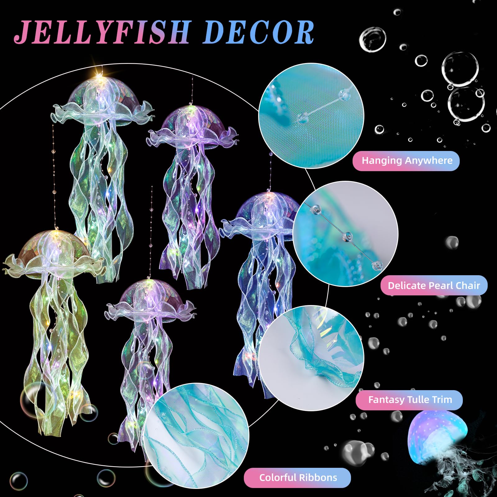 Awatin Jellyfish Decor, 10 Pcs Jellyfish Lanterns - Hanging Jelly Fish Decoration For Mermaid Theme Party & Under The Sea Party