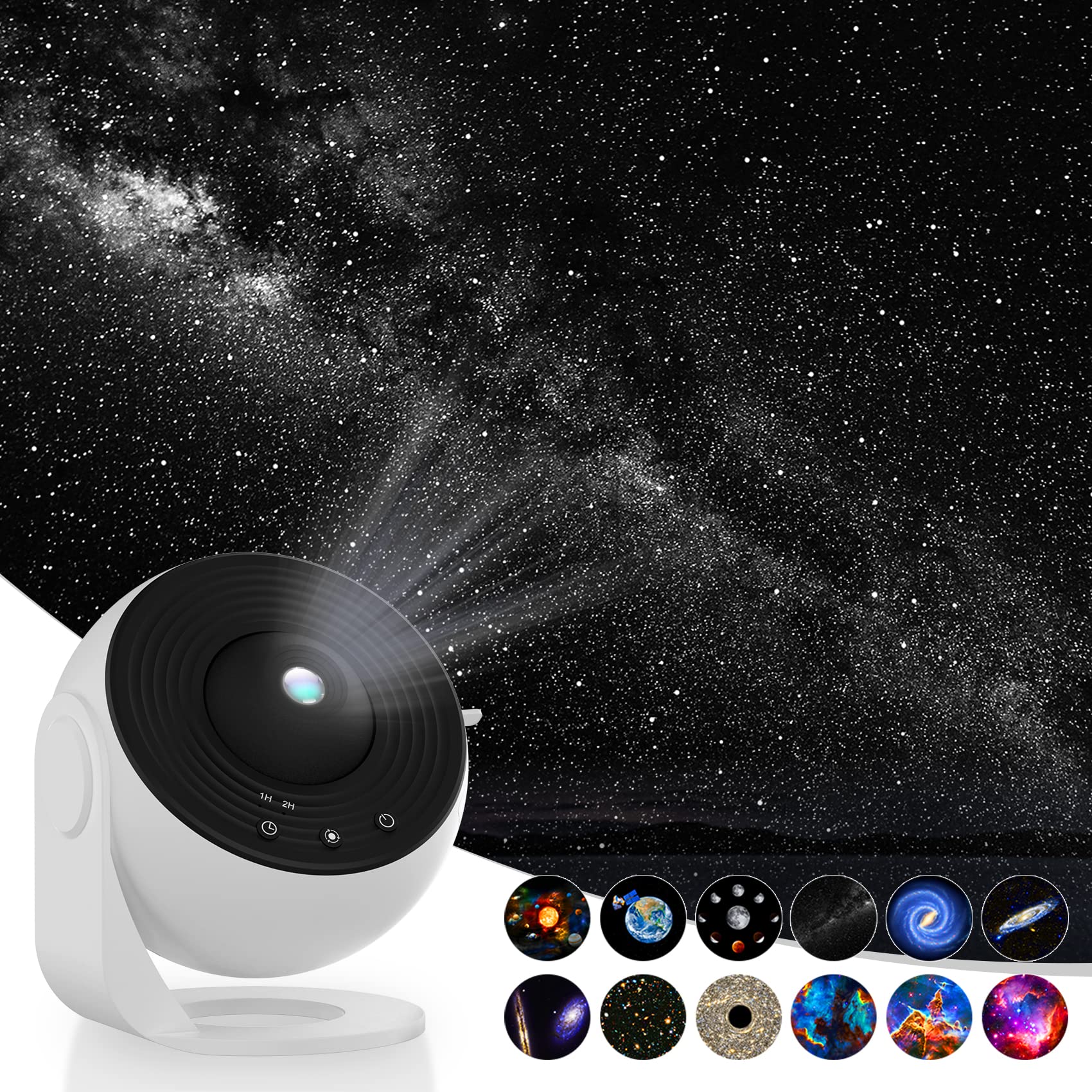 Syslux Star Projector, 4K Galaxy Night Light for Kids Room, 360° Rotation, White, Model BL-DQY02