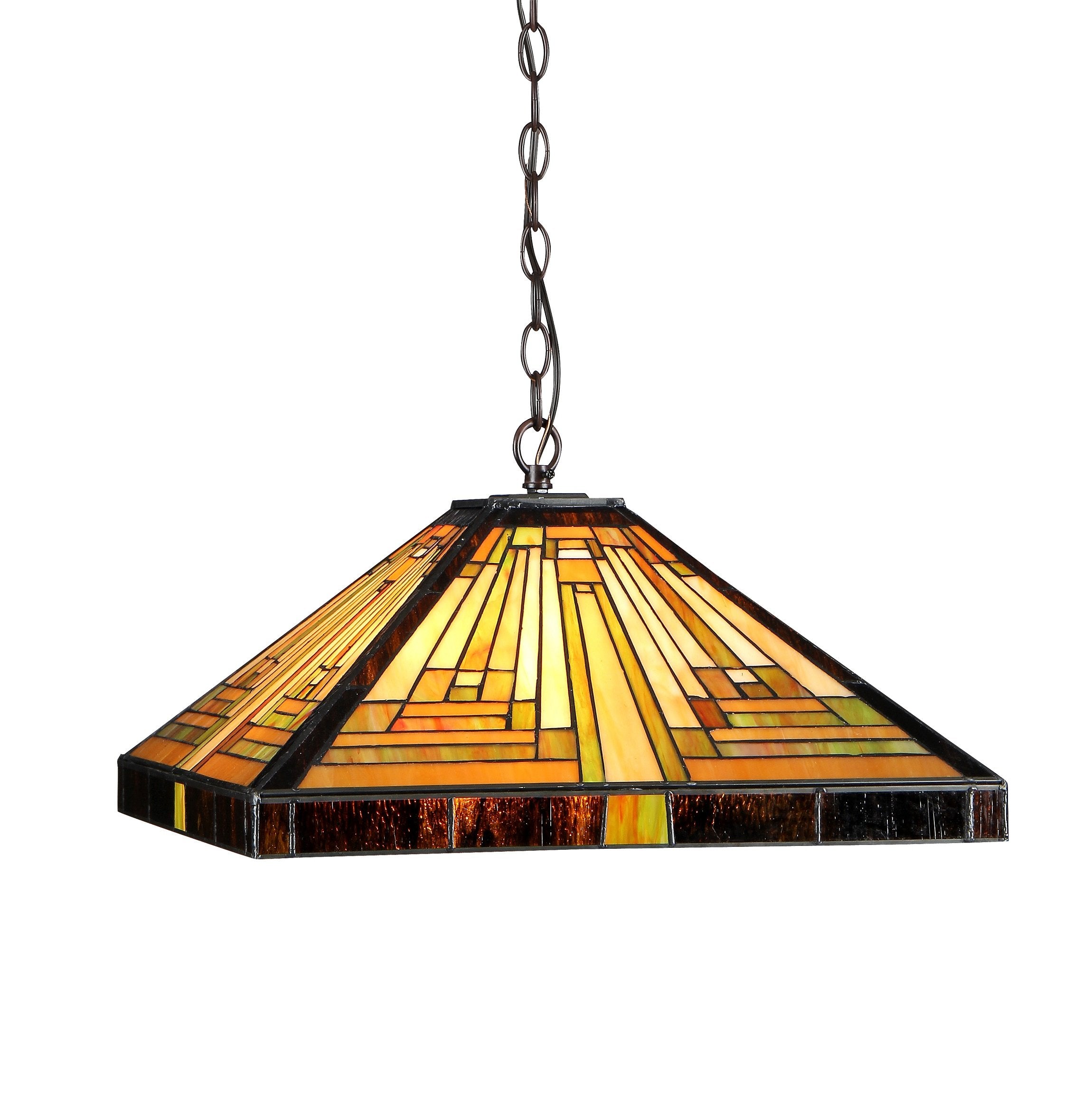 CHLOE Innes Tiffany-Style Mission 2-Light Ceiling Pendant Fixture, 7.48x16.1x16.1in, Bronze, Model CH33359MR16-DH2,