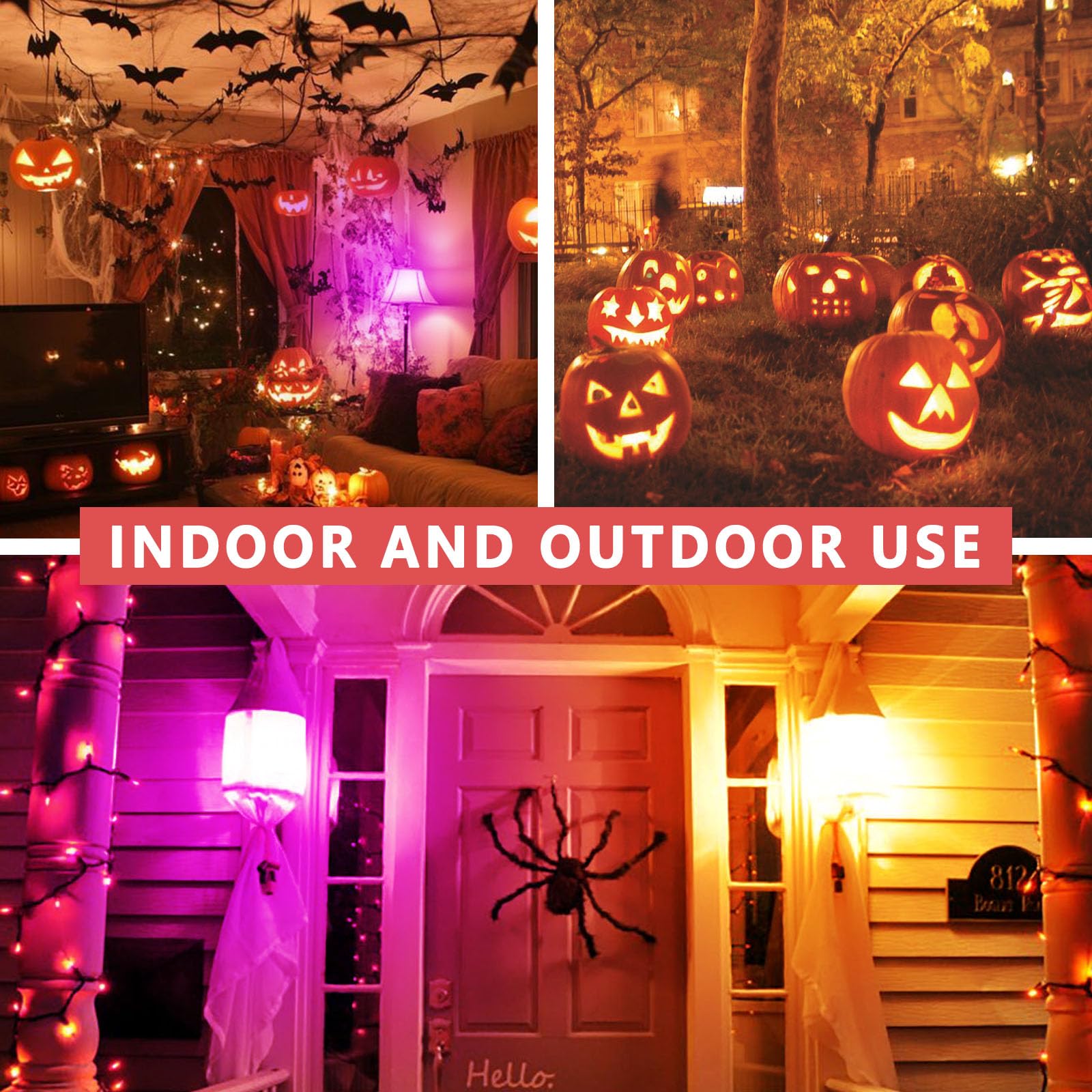 Gonhom 2 Pack A19 Led Orange Purple Light Bulb 9 Watt Purple Lights Equivalent 100 Watt Colored Light Bulbs E26 Base For Party Decoration  Holiday Lighting Halloween Light Bulbs