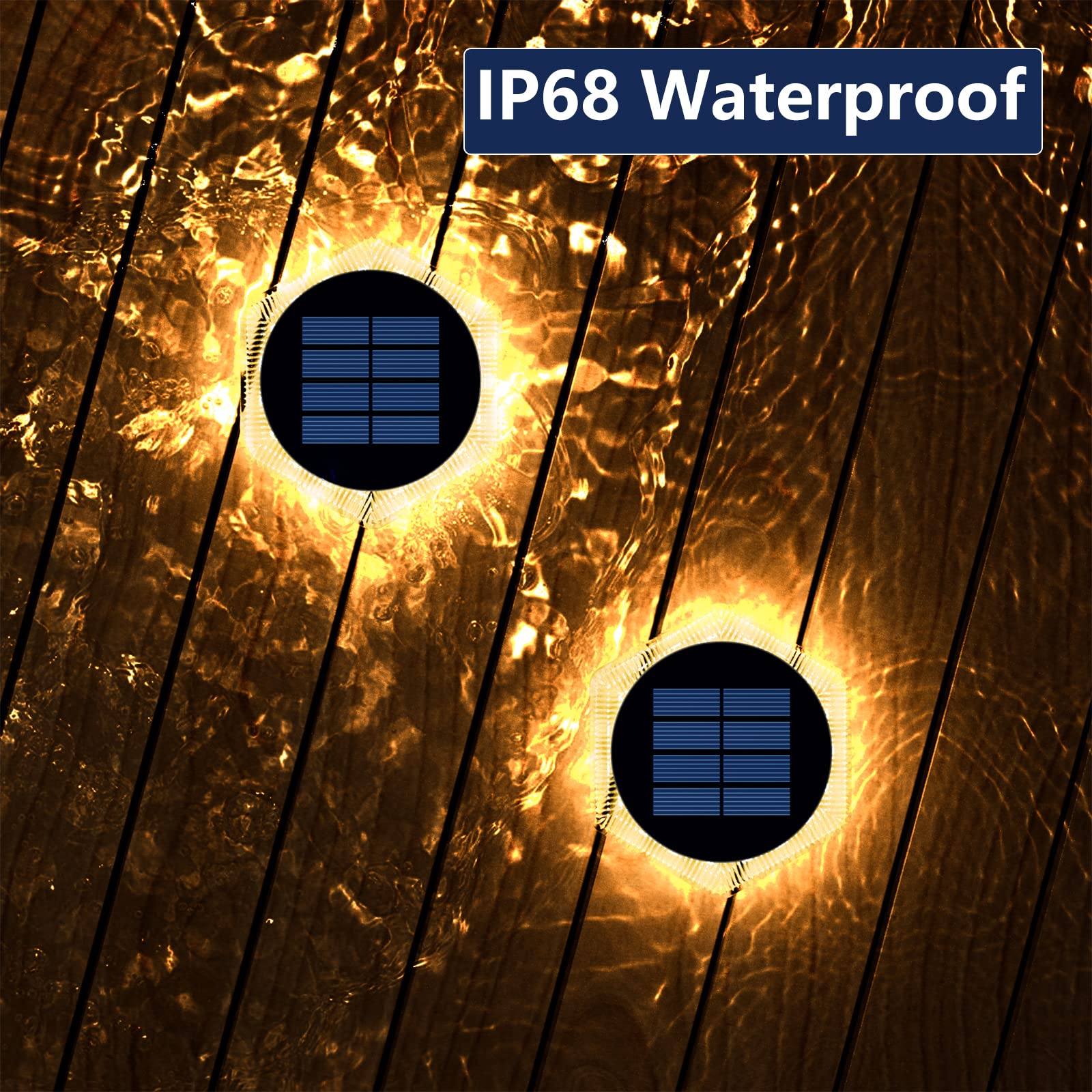 Yilaie Solar Deck Lights Dock Lights 6 Packs Hexagon Warm White Solar Step Lights Outdoor Waterproof Solar Powered Lights For Dr