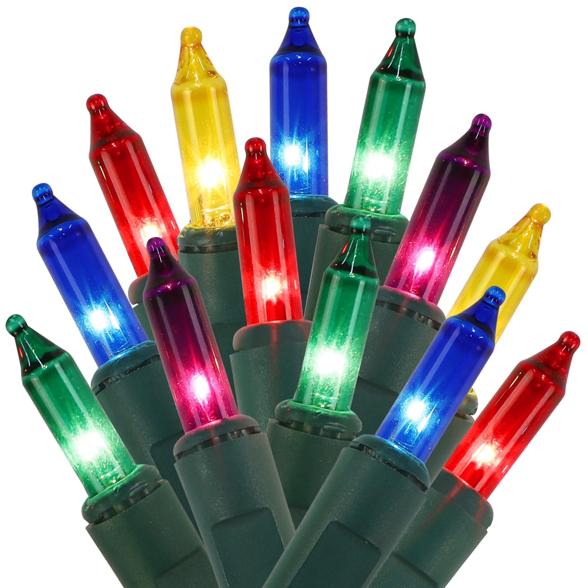 Watereem 2 Pack Multicolor Christmas String Lights  100 Count Each  Incandescent Mini Christmas Lights  Connectable Xmas Tree Light for Indoor Outdoor Garland Birthday Holiday Wedding Festival Party