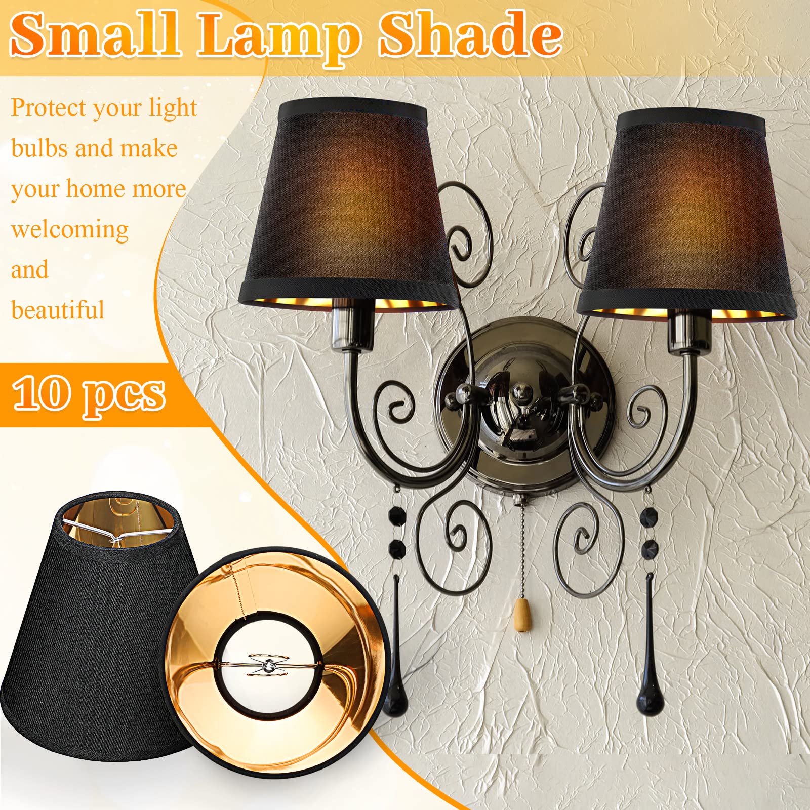 Macarrie 10 Pack Small Lamp Shade Barrel Fabric Lampshade Cover Clip on Table Floor Lamp Wall 3 x 6 x 5 Rustic Beige Linen Eyes