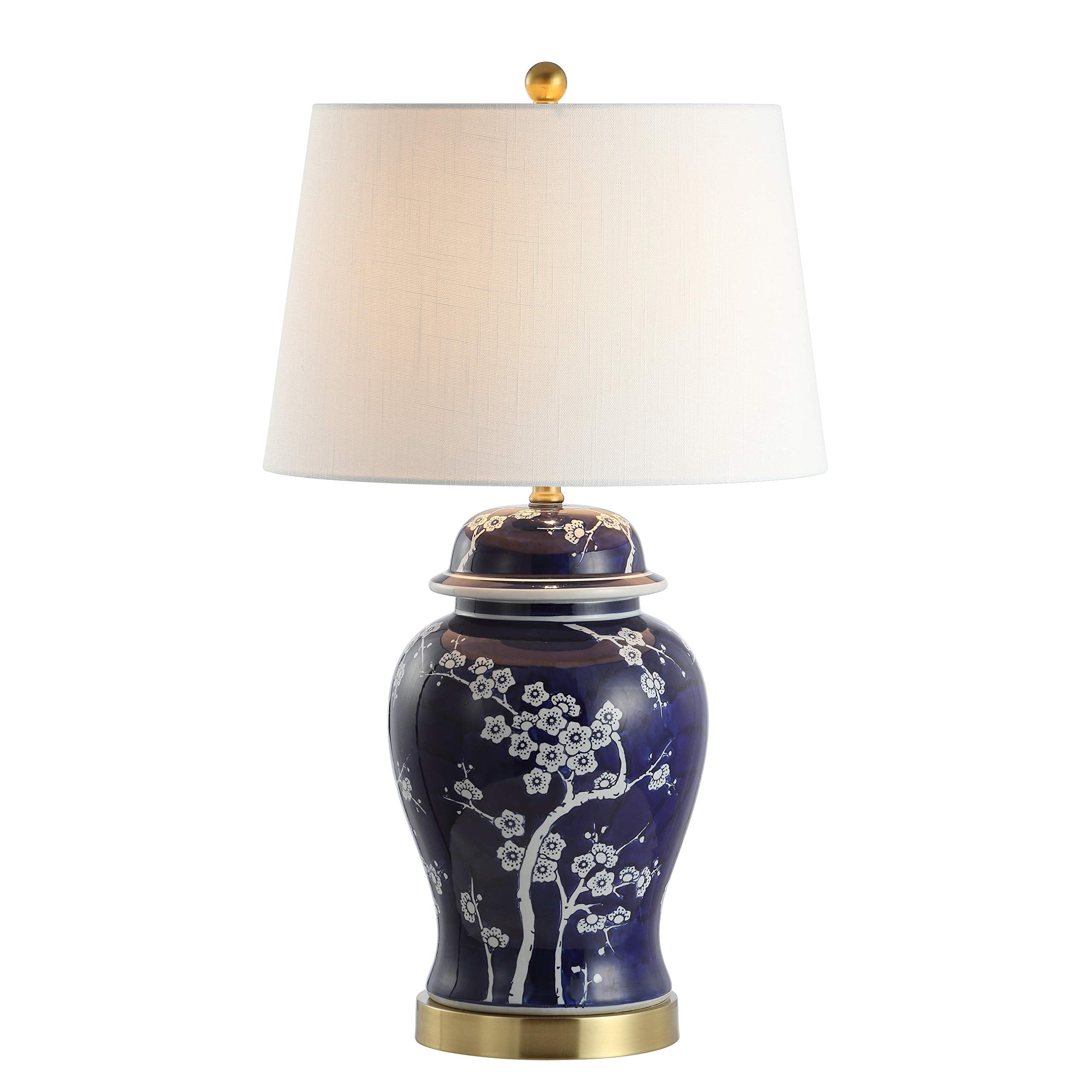 JONATHAN Y 29.5 Green/White Traditional Ceramic Ginger Jar Table Lamp for Living Room, Chinoiserie Asian Bedside Lamp with White