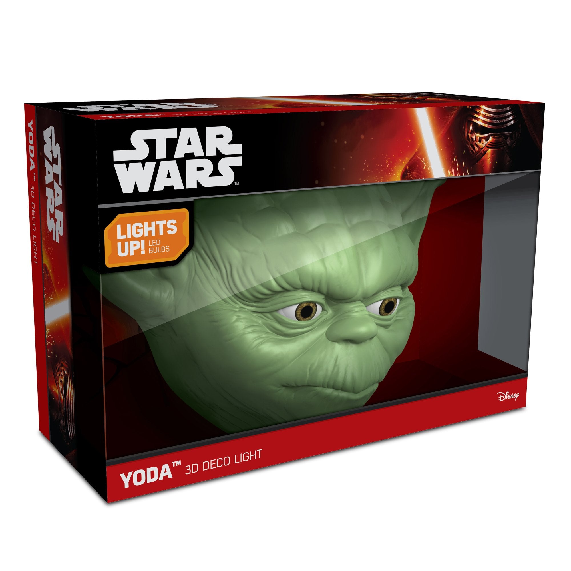 3DLightFX 3D Deco LED Wall Light - Star Wars Yoda Face, Plastic, Model 816733020570, Color: Yoda