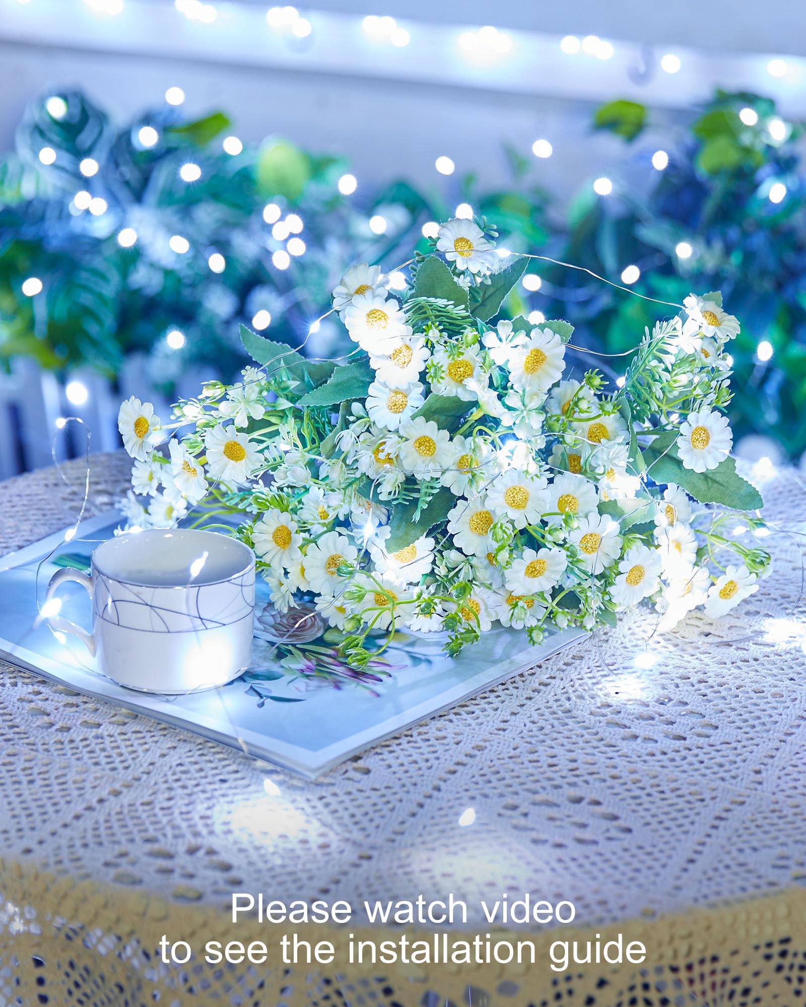 Minetom Solar String Lights, 2 Packs Total 66Ft 200 Led Solar Fairy Lights, Waterproof Solar Lights For Outside Patio Yard Tree Wedding Christmas, Pure White