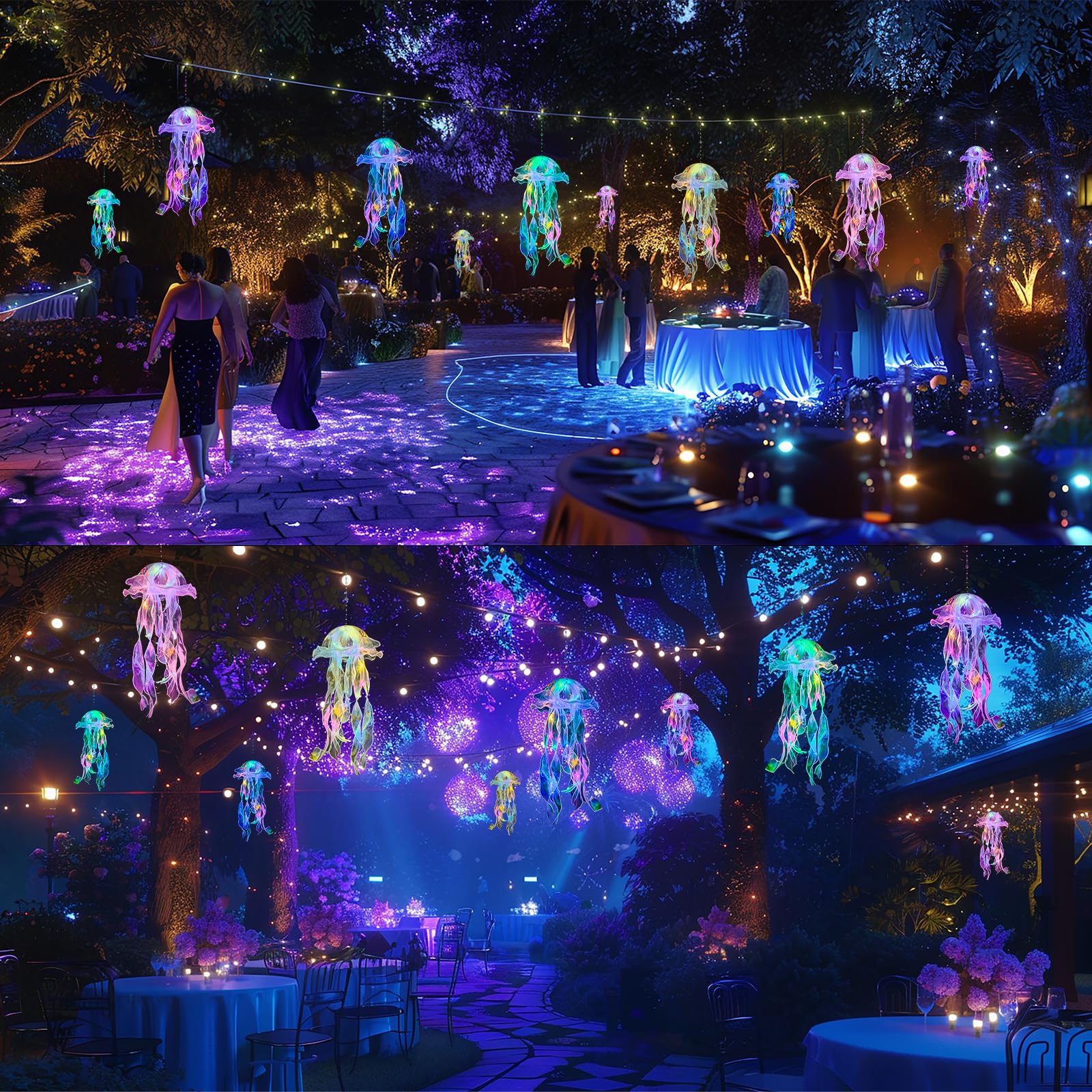 Jellyfish Decorations -10 Pcs Jellyfish Lanterns, Hanging Jelly Fish Decorations, For Mermaid Theme Party Under The Sea Party De