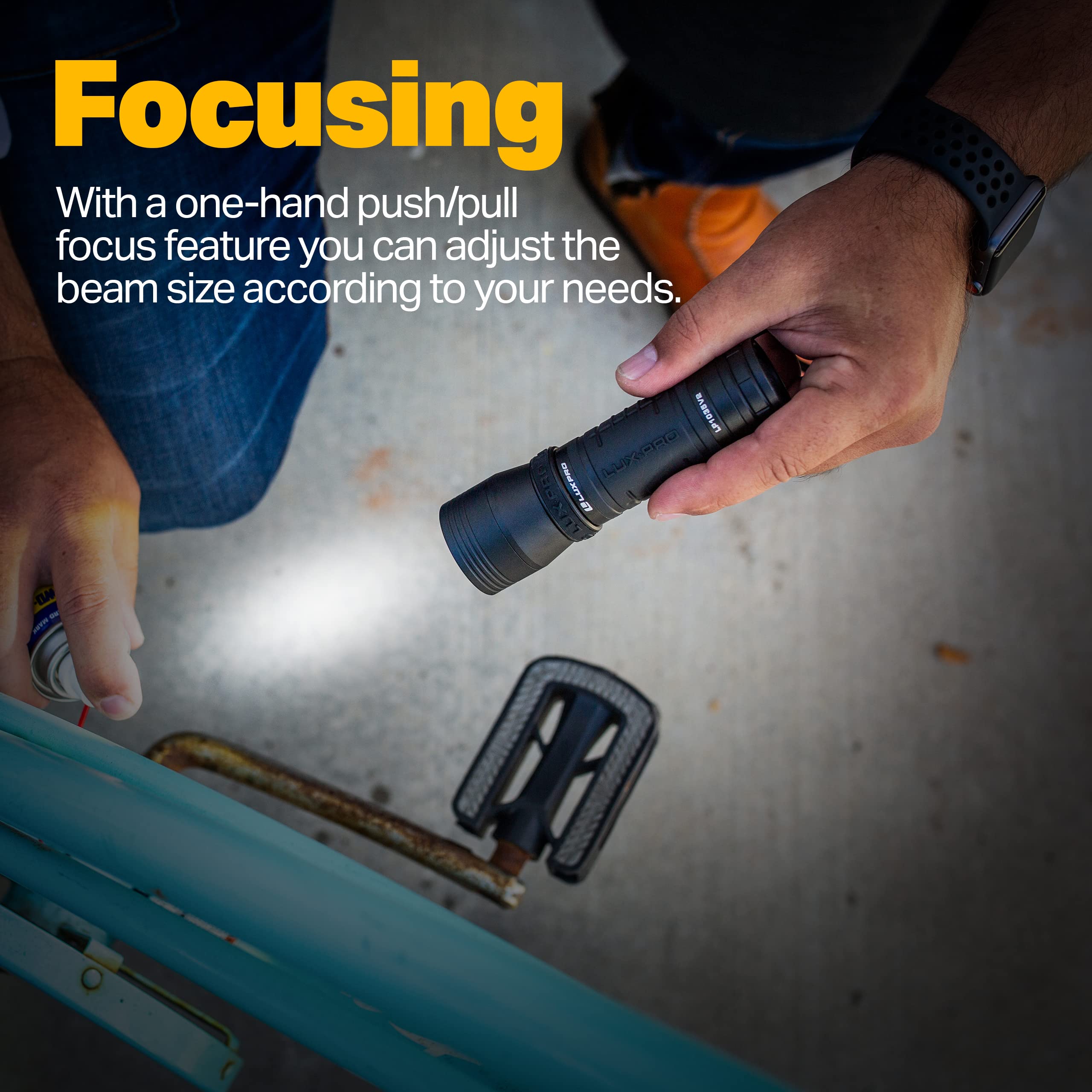 LUXPRO LP1035V2 Zoom Focus CREE LED Flashlight, High Lumen, Tactical Handheld, Black