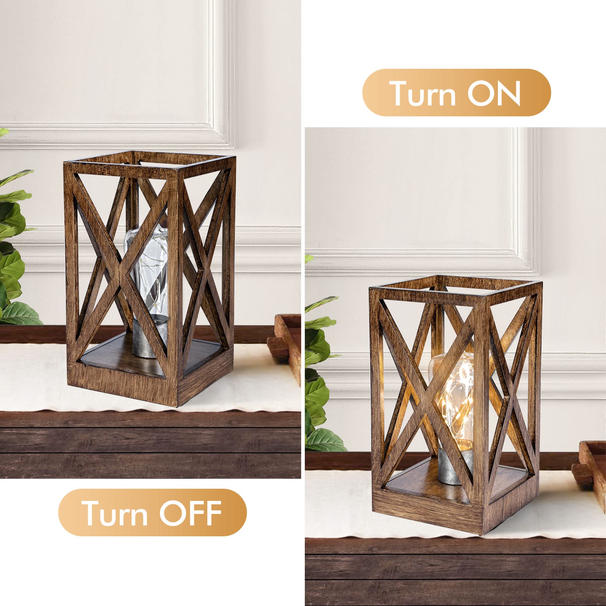 Wingbo 2 Pack Retro Battery Powered Table Lamps, Faded Brown, Indoor/Outdoor Use