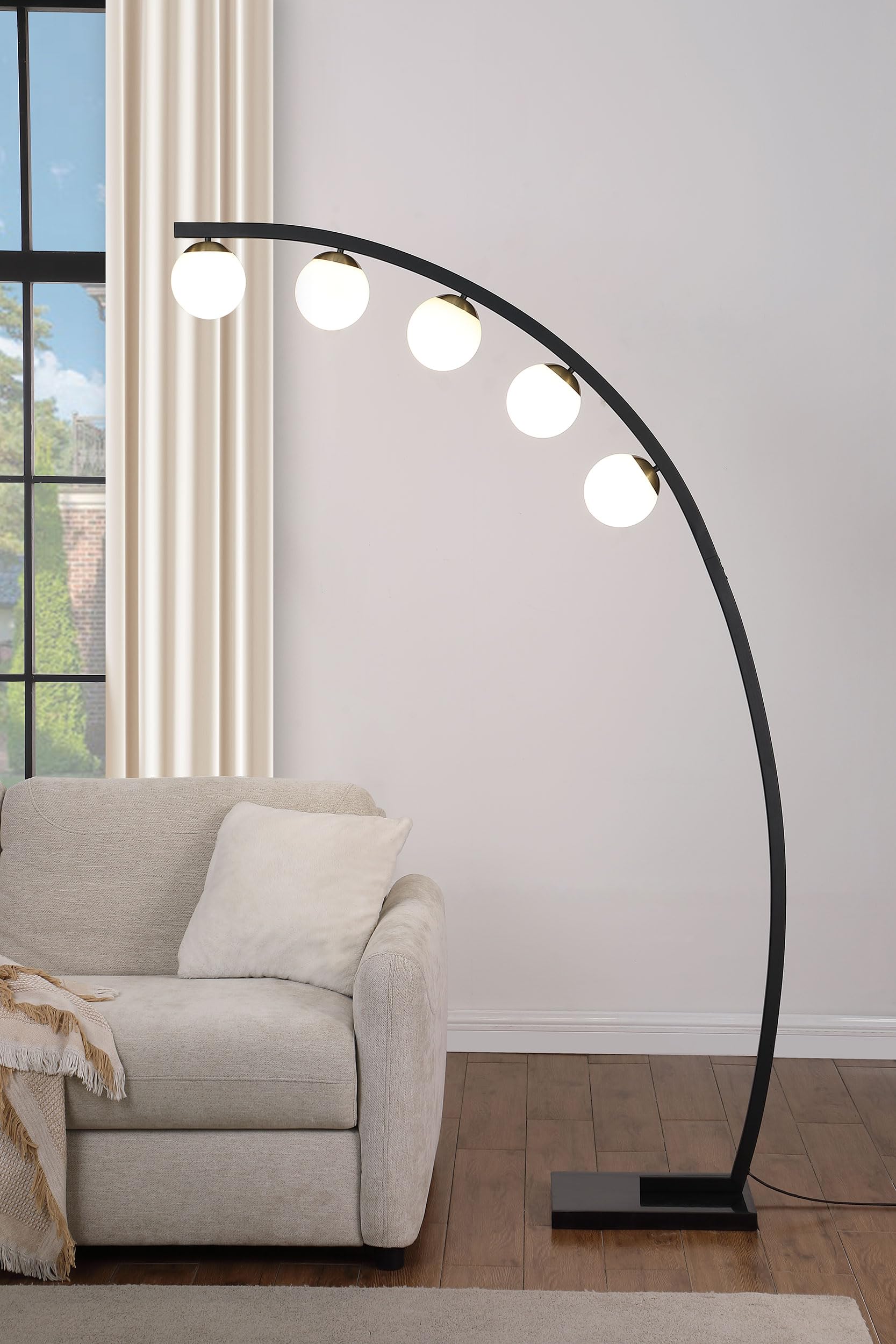 Coaster Home Furnishings Cody 78-Inch Spherical 5-Light Arc Metal Floor Lamp Black