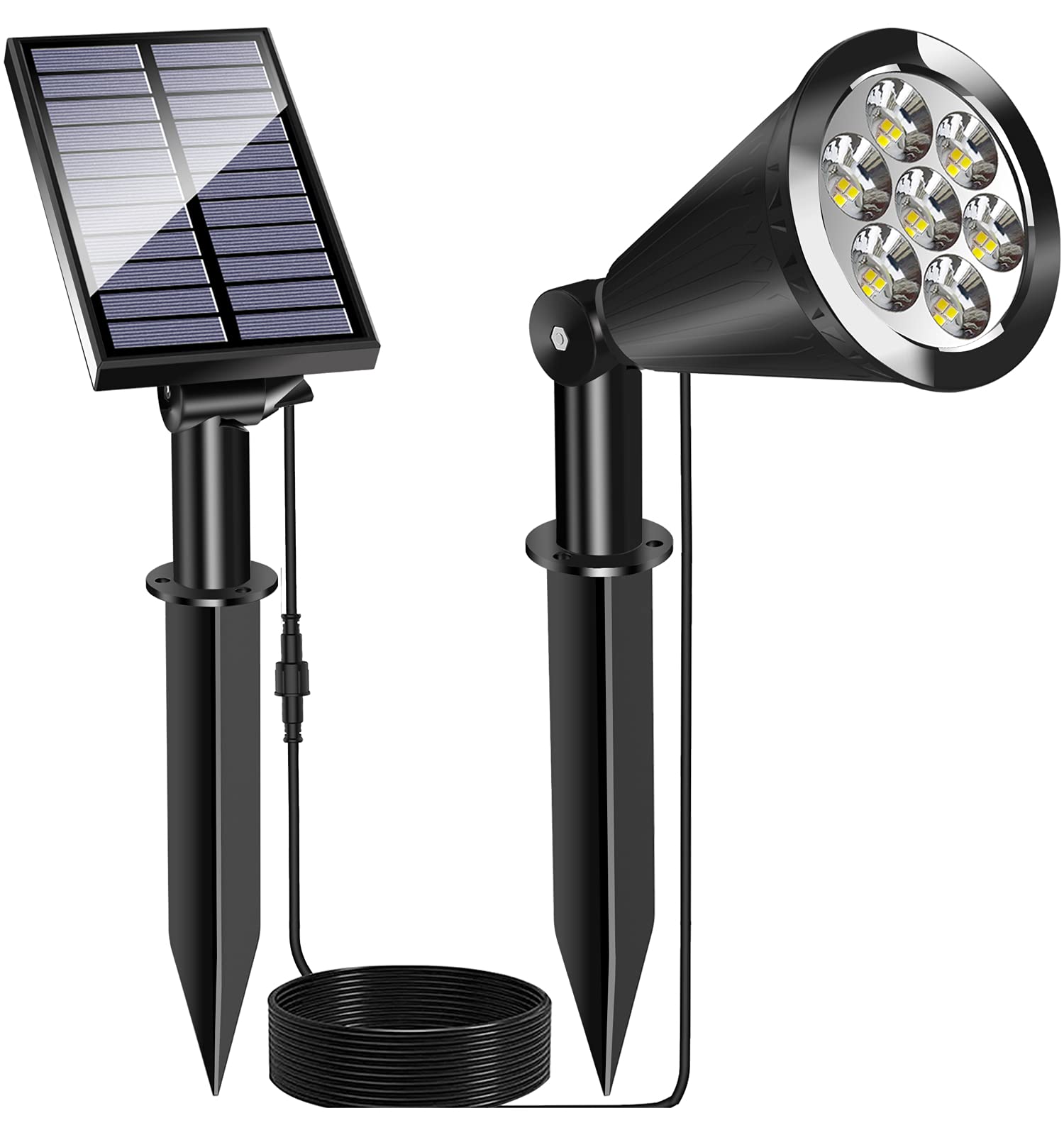 MEIHONG Solar Spotlight - Waterproof Outdoor Light, Cool White, 1 Pack, High-impact ABS Plastic, Model K1-B, Dusk to Dawn Solar Landscape Lighting