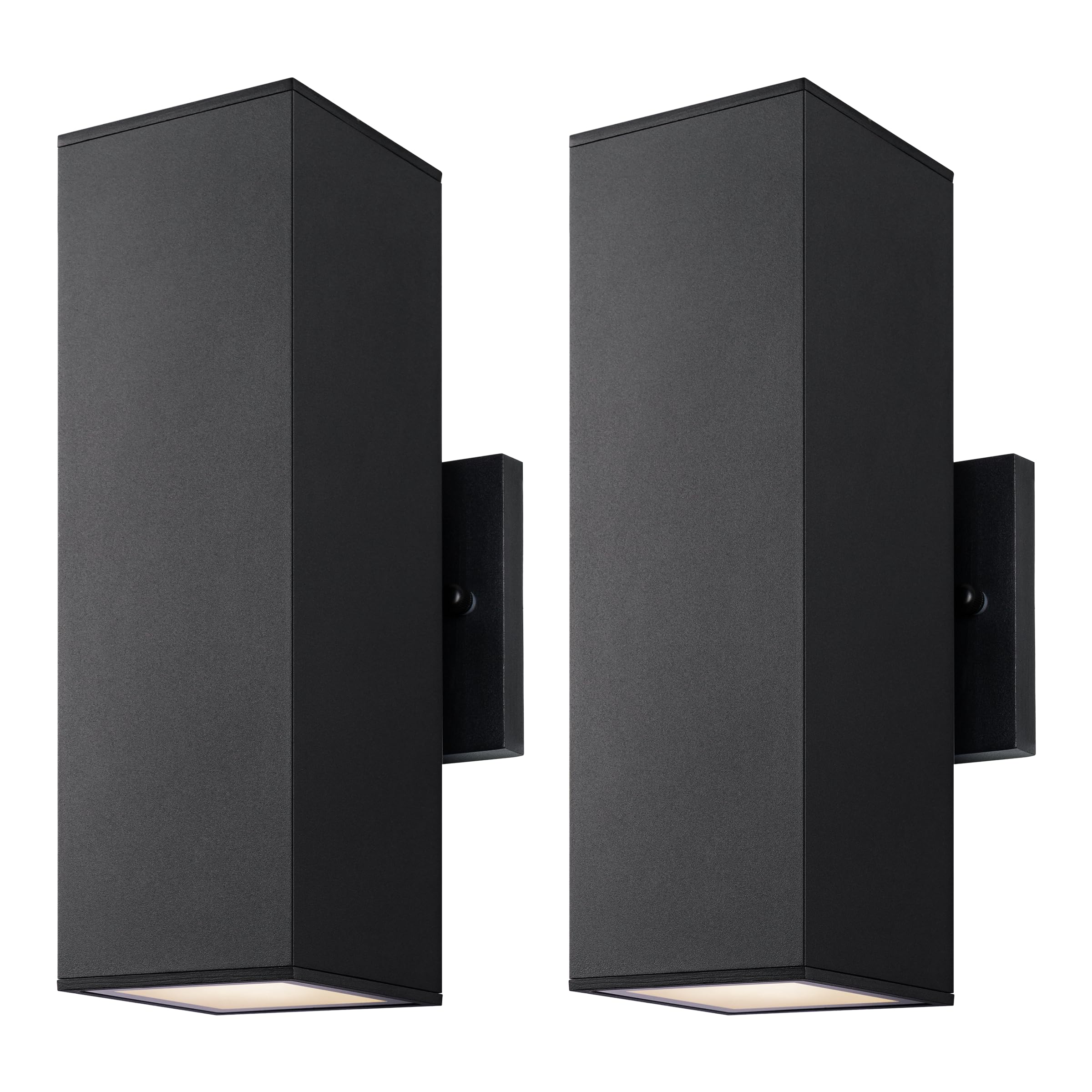 Mirrea 2-Pack Modern Outdoor Porch Light, Matte Black Aluminum Wall Sconce, Waterproof 12-Inch