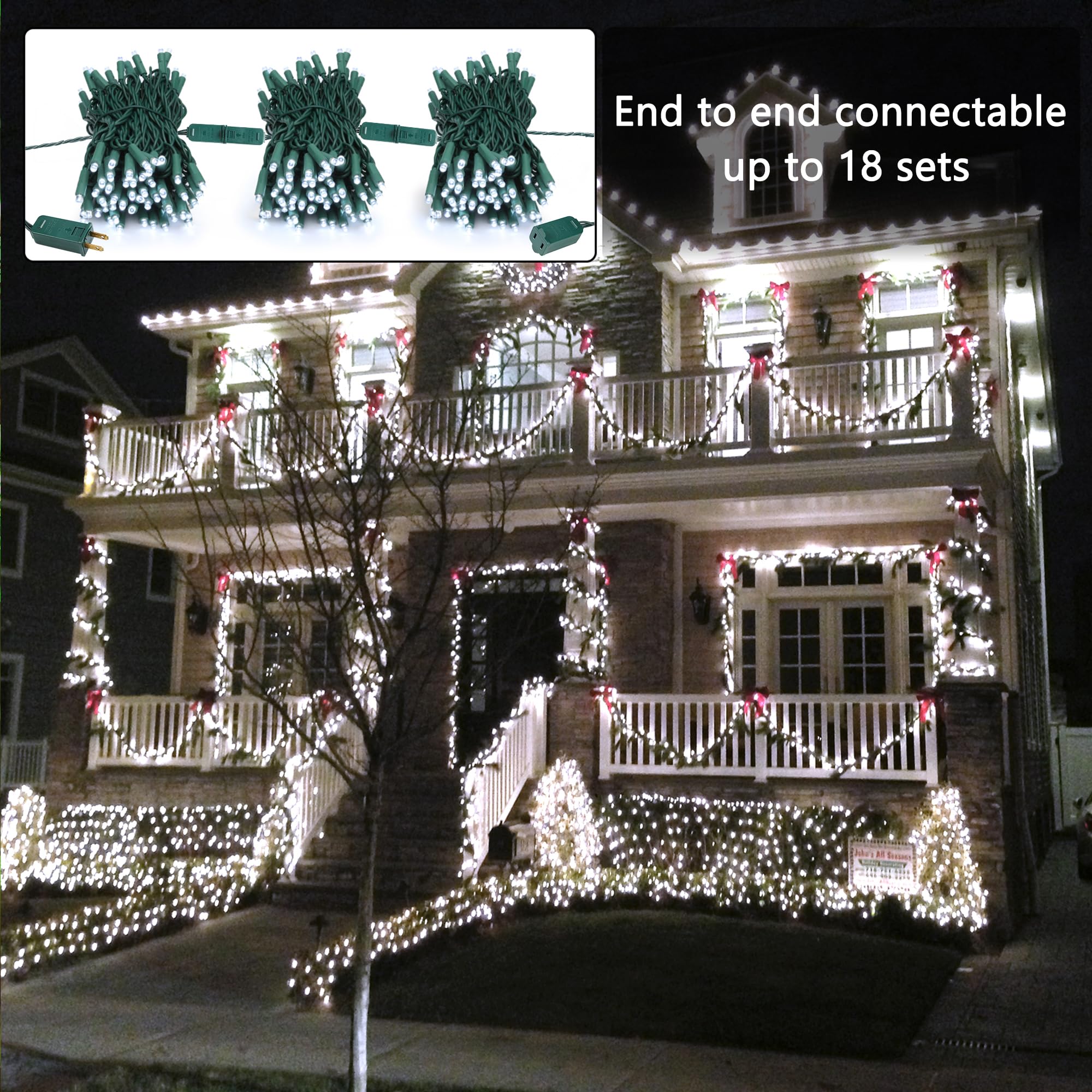 Brizled White Christmas Lights, 33Ft 100 Led 5Mm Wide Angle Gentle Twinkle Christmas String Lights, 120V Ul Certified Connectable Christmas Tree Lights Outdoor Xmas Light For Christmas Tree Party Home