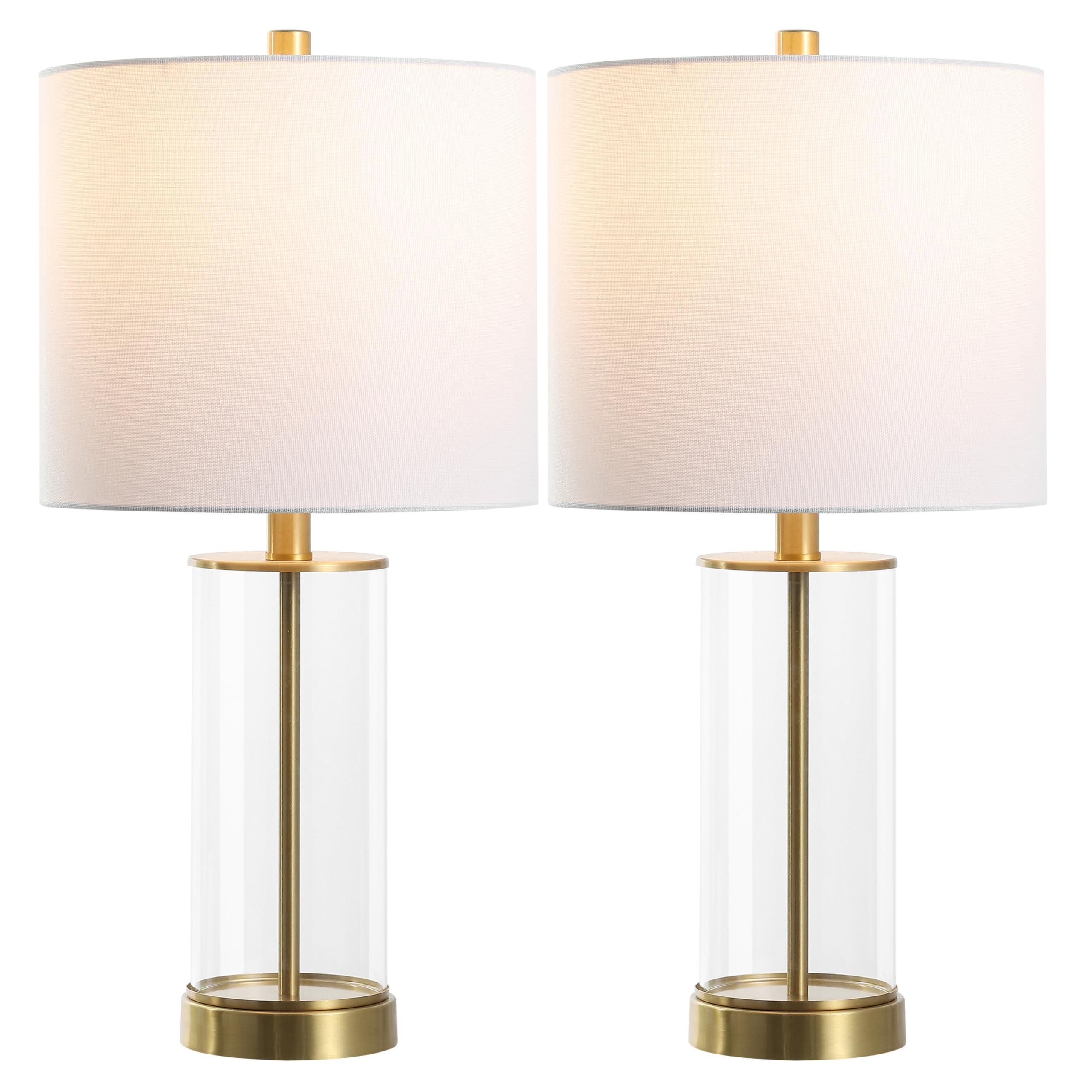 SAFAVIEH Lighting Collection Anders Clear Glass & Brass Gold Metal 23-inch Table Lamp Set of 2