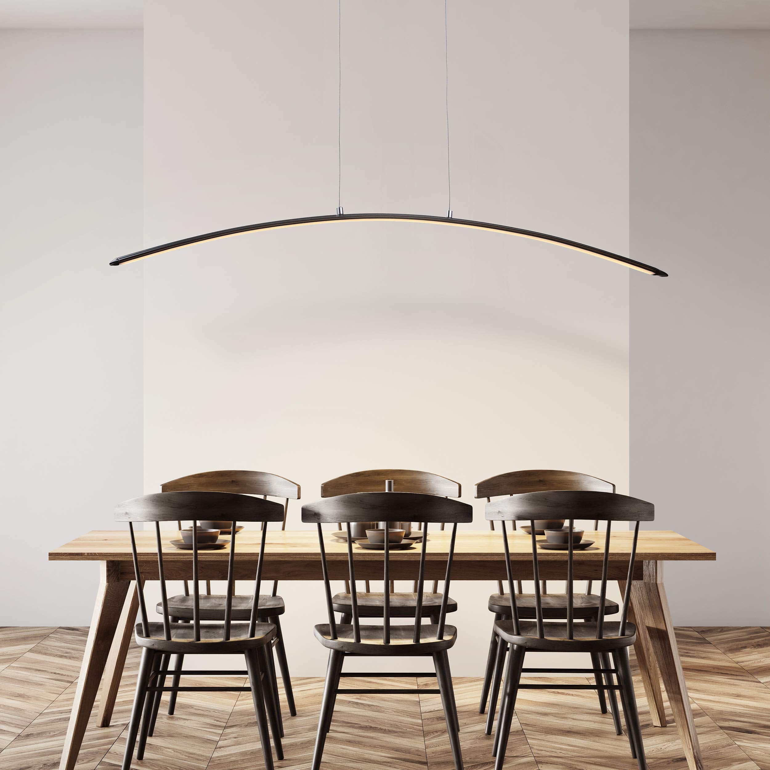 JONATHAN Y Roxanna 41.5in Dimmable LED Linear Pendant Light, Metal, Black, Model JYL7012B