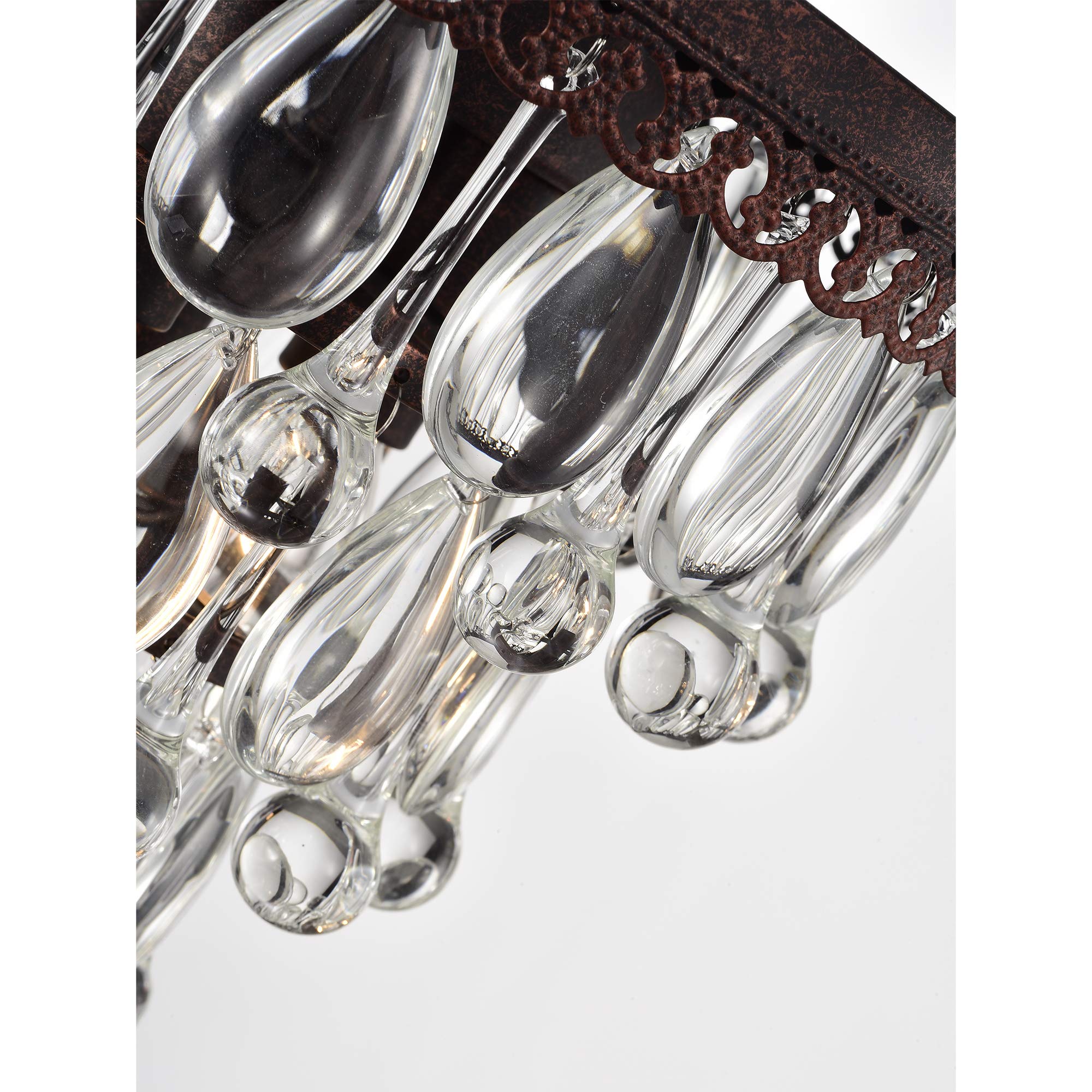 Warehouse Of Tiffany Antique Copper 3-Light Chandelier, 9.84&quot; Metal Fixture