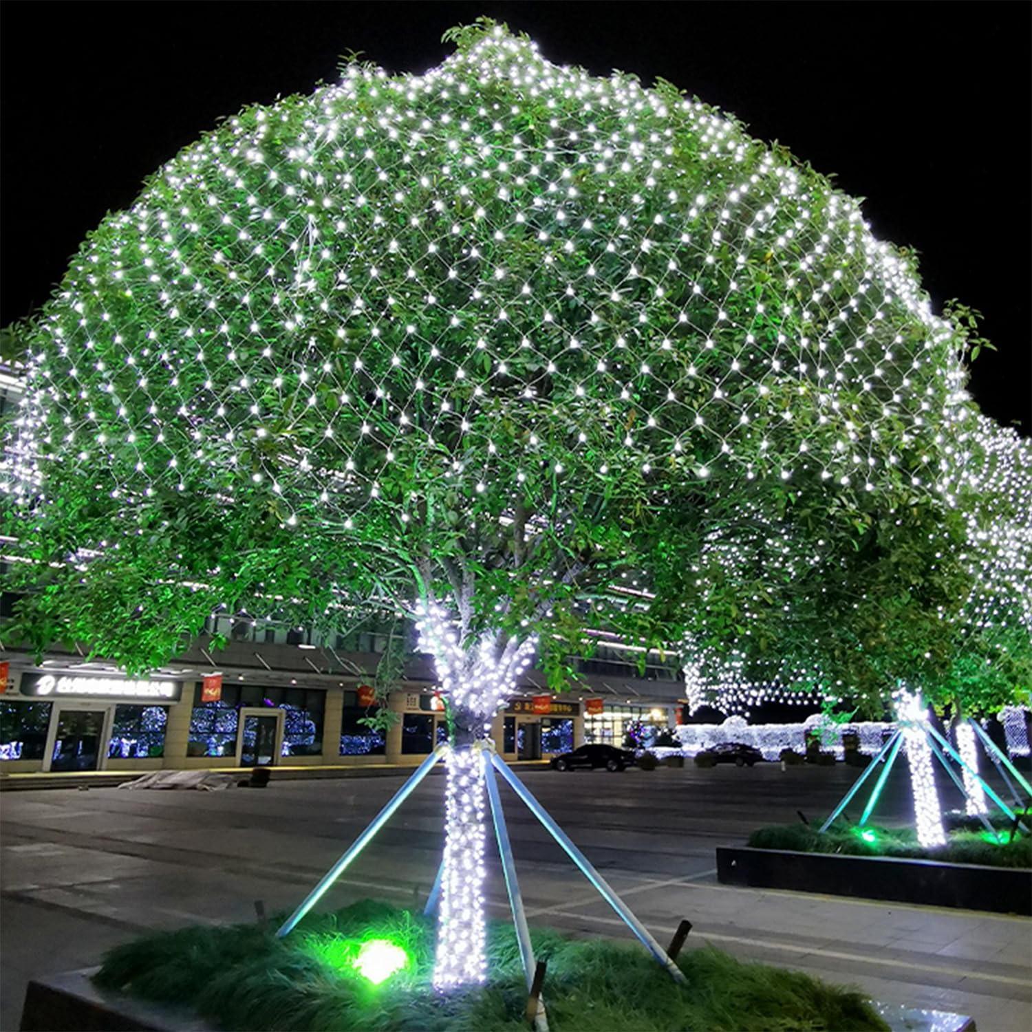 Ljlnion Christmas Net Lights, 360 Led 12Ft X 5Ft Connectable Mesh Fairy String Lights, 8 Modes Low Voltage Safe Adaptor For Xmas