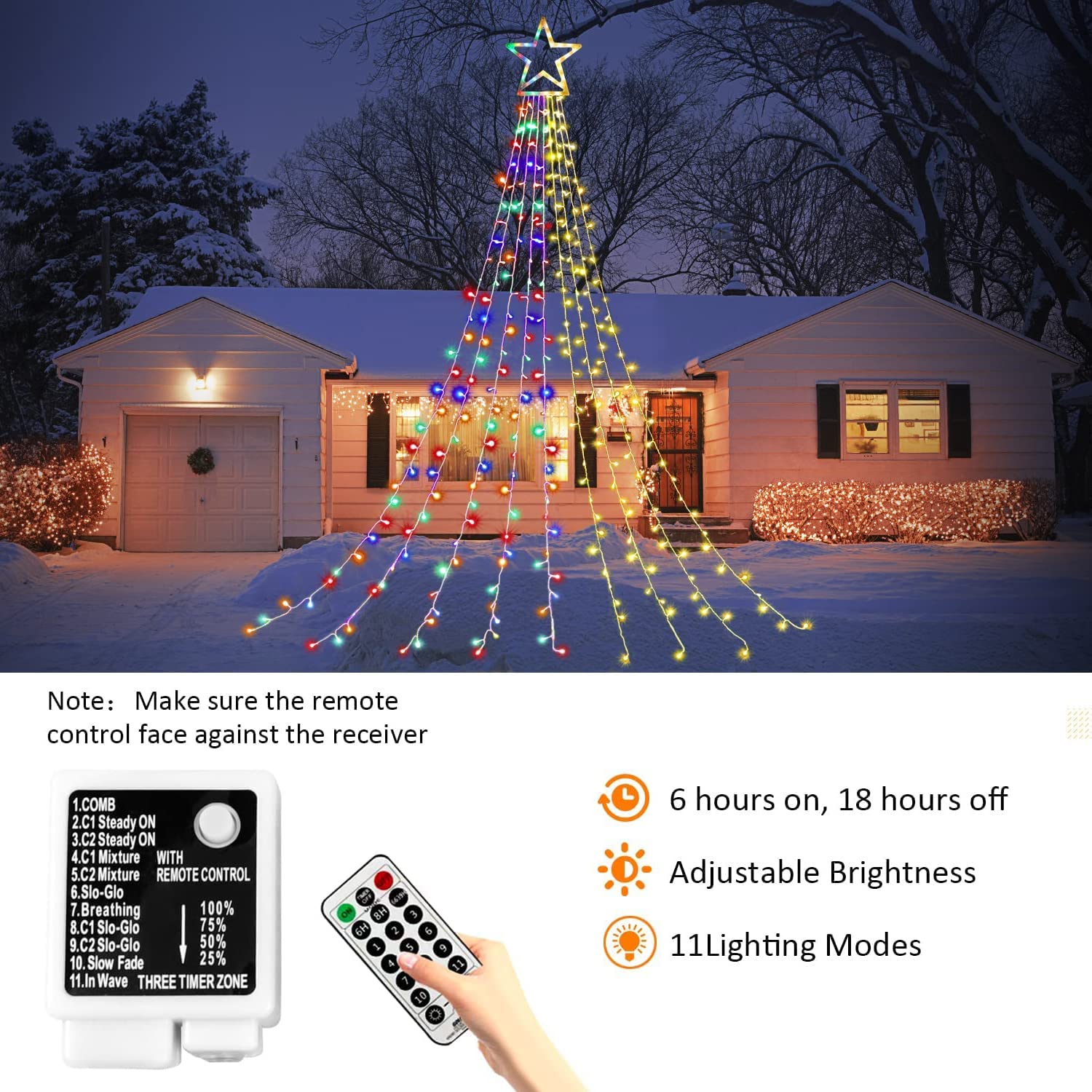 Miniao Color Changing Christmas Lights, 11 Modes, 320 Leds, Waterproof, Remote Control, 16.4Ft