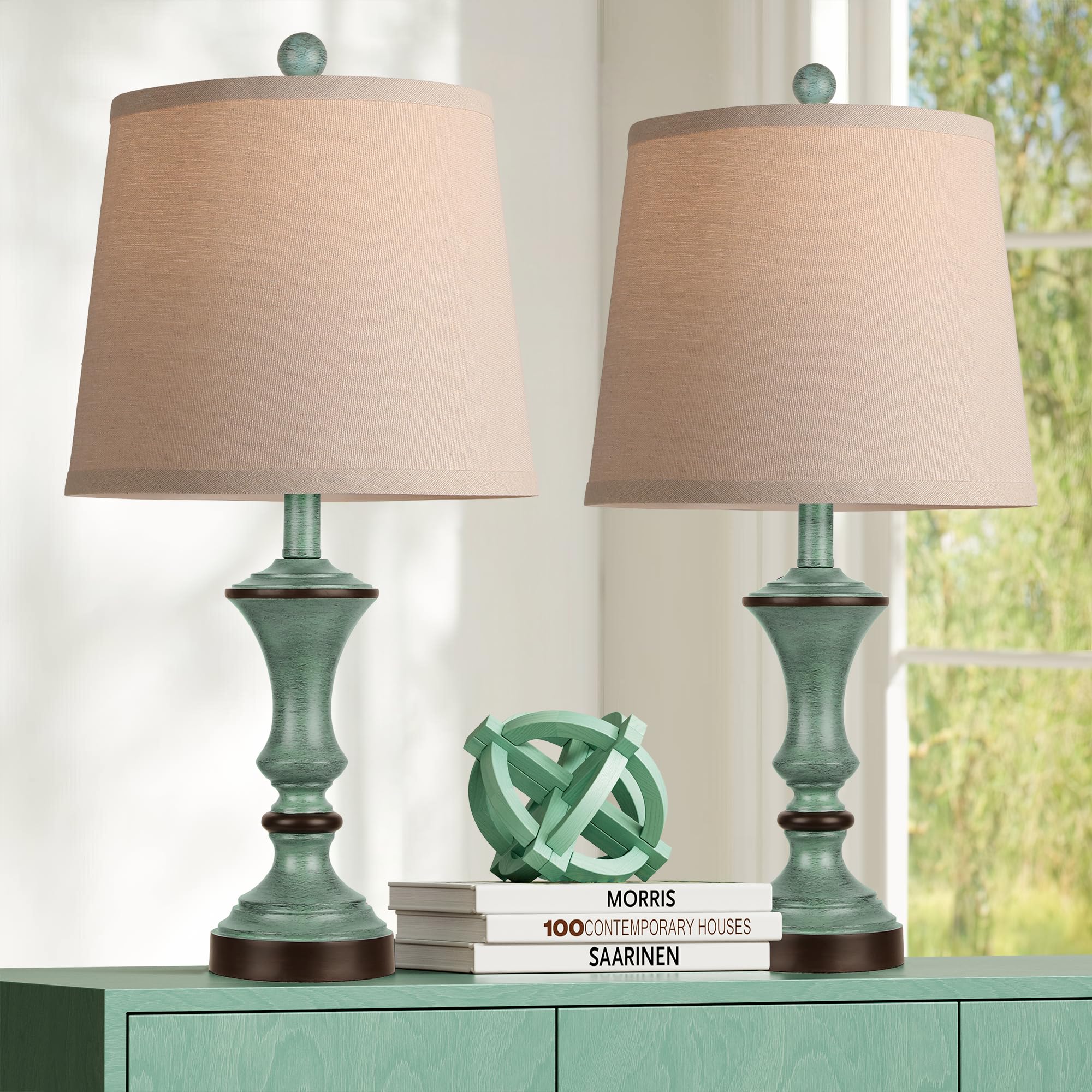 ROTTOGOON Retro Table Lamps Set of 2 Nightstand Lamp for Bedroom Vintage Rustic Table Lamps for Living Room Traditional Nightsta