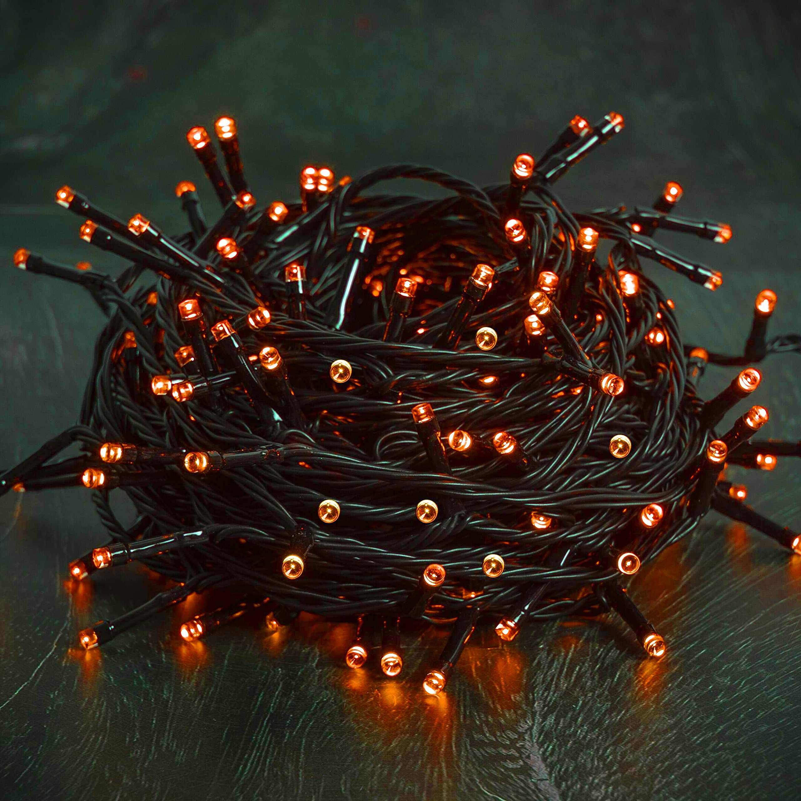 Ljlnion 300 Led Halloween String Lights, 98.5Ft Waterproof Orange Mini Lights, 8 Modes