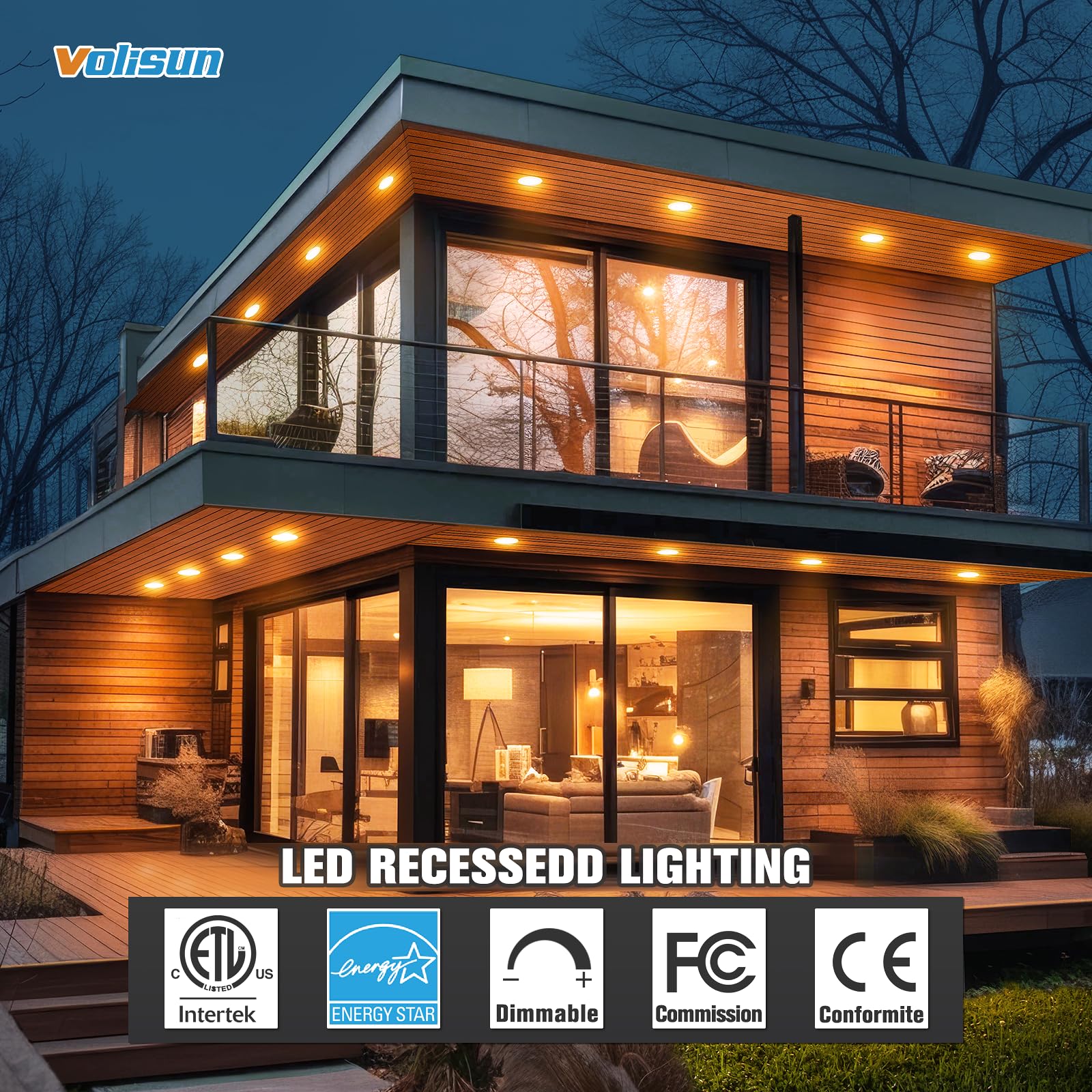 VOLISUN 24 Pack 6 Inch LED Recessed Lighting, 5CCT Dimmable, 1080LM, ETL Certified, White, Model B09X2V2