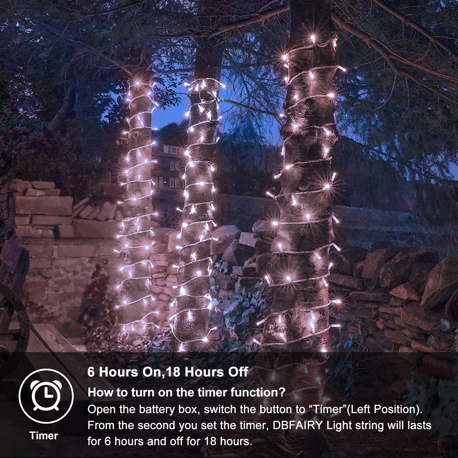 4 Pack Battery Operated Christmas String Lights,16.5Ft 50Led Tree Lights Timer Auto On/Off Clear Wire Christmas Lights,8 Modes Fairy Lights Indoor Outdoor Light For Xmas Tree Wreath Garden Patio Deck