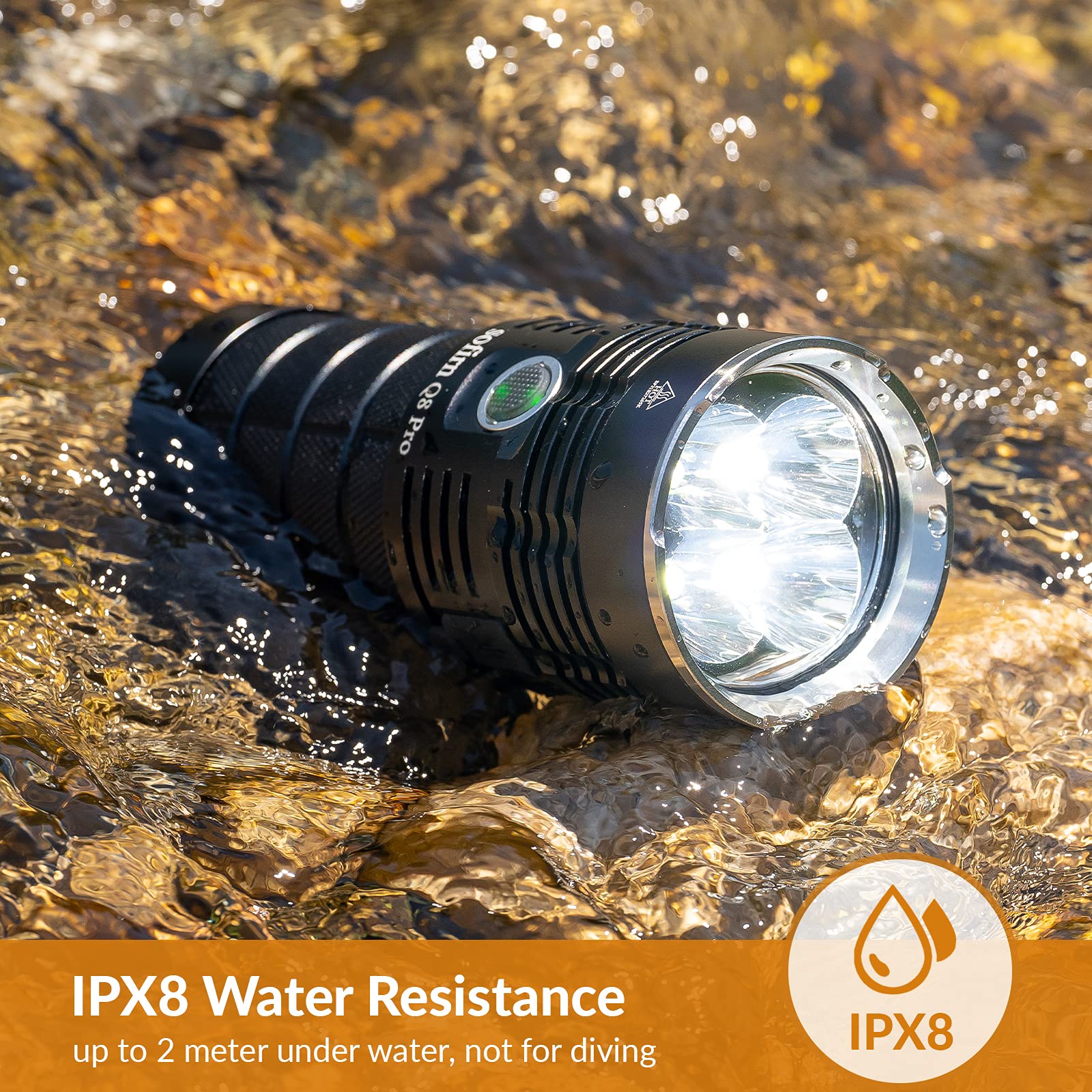 Sofirn Q8 Pro Rechargeable 11000 Lumen Flashlight, Super Bright with 4 x LED, Max 400 Meters Beam Distance, Powerful for Camping