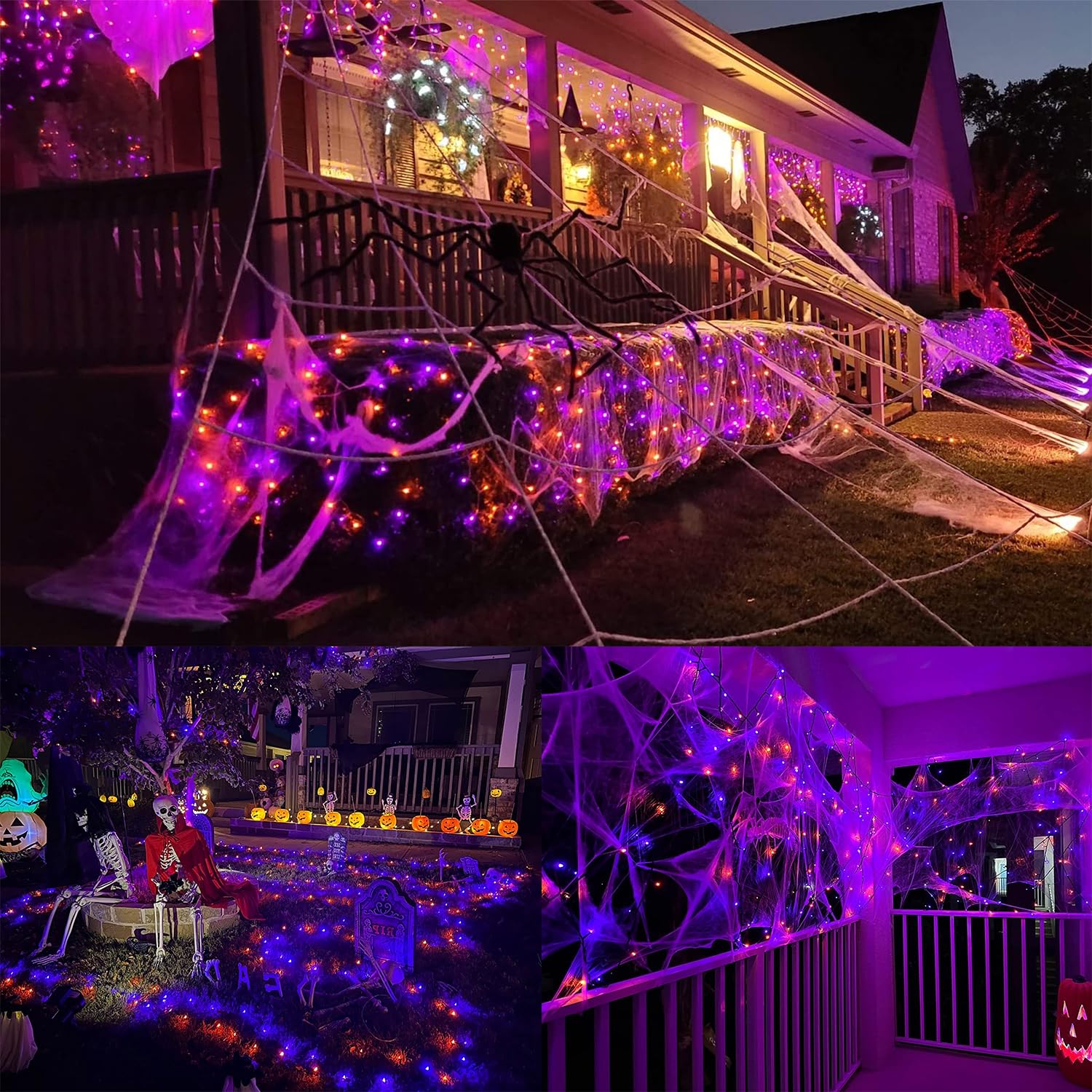 HOME LIGHTING Halloween String Lights, 66FT 200 LED, Waterproof, 8 Lighting Modes, Orange & Purple, Model HB-200COI
