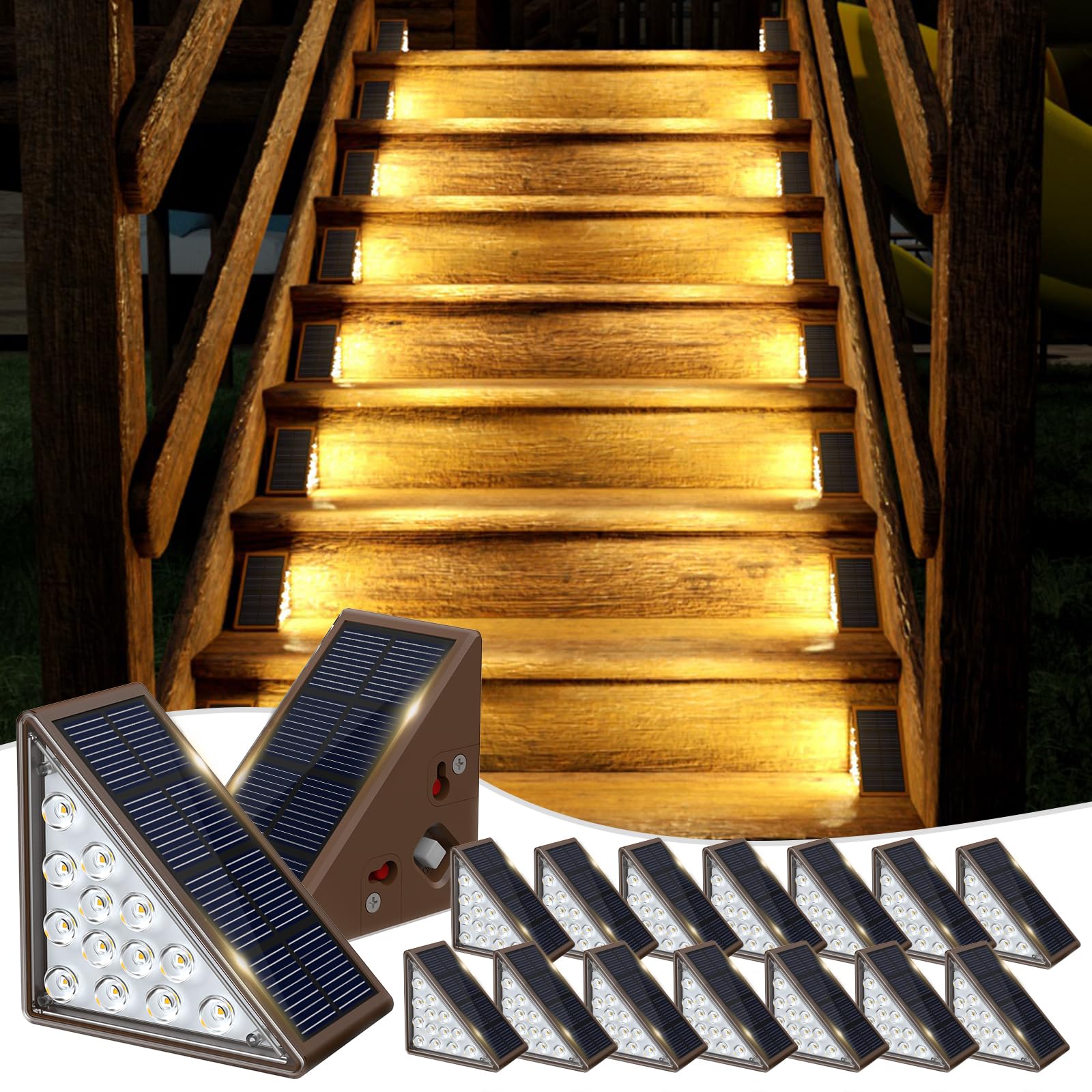 JOFIOS Solar Step Lights for Outside,16pack Solar Stair Lights Outdoor Waterproof IP67,Outdoor Deck Step Lights,Solar Outdoor Li