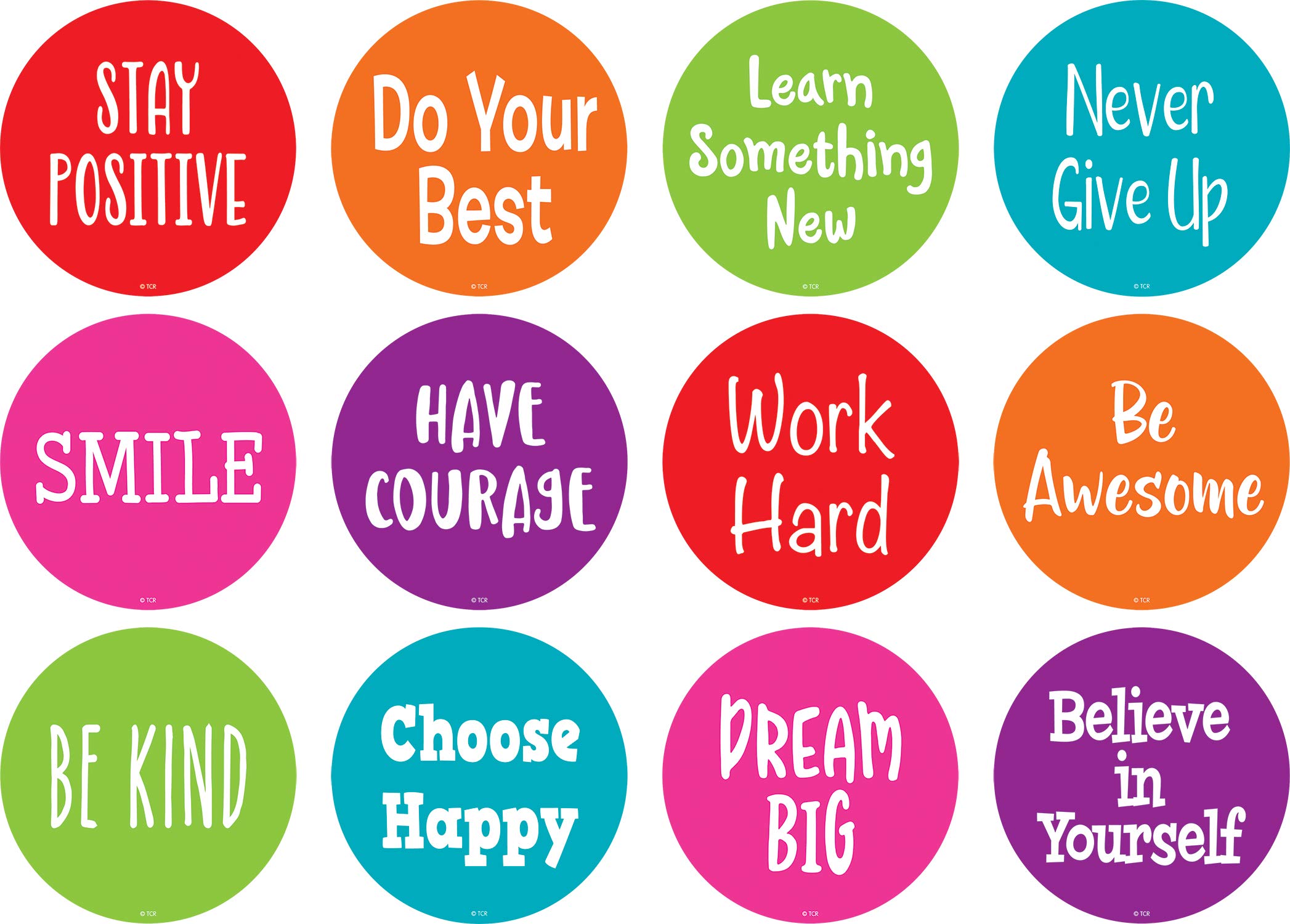 Teacher Created Resources Spot On Floor Markers, Positive Sayings - 4in, Plastic, Model TCR77509, Pack of 1