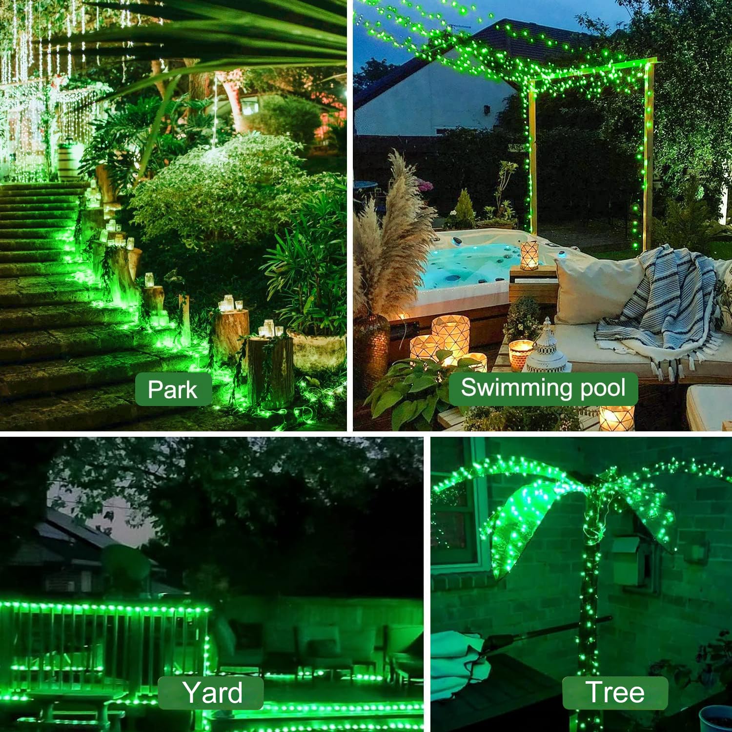 ZNYCYE St. Patrick's Day Fairy String Lights, 50 LED, 8.2Ft, Battery Operated, Green, 4-Pack, Copper, 8 Modes with Timer