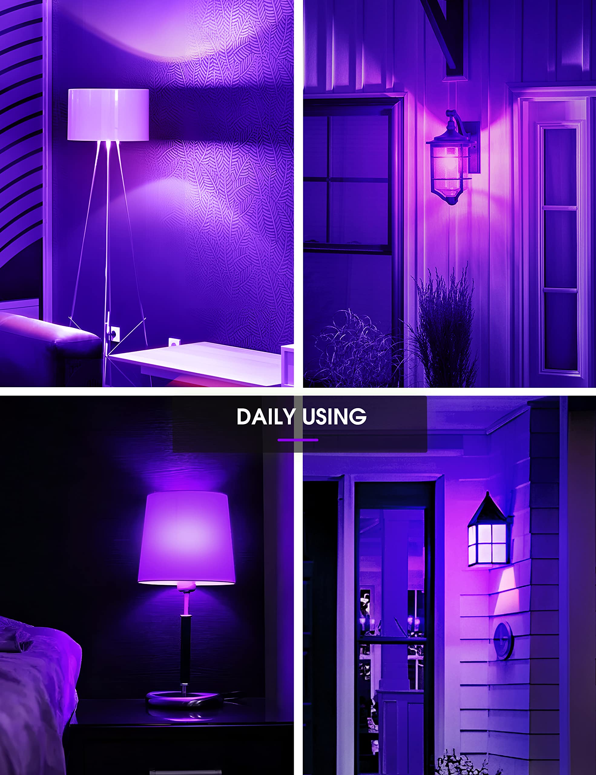 L LOHAS LED Purple LED Light Bulbs A19 9W E26 Base 2 Pack for Outdoor Christmas Decor