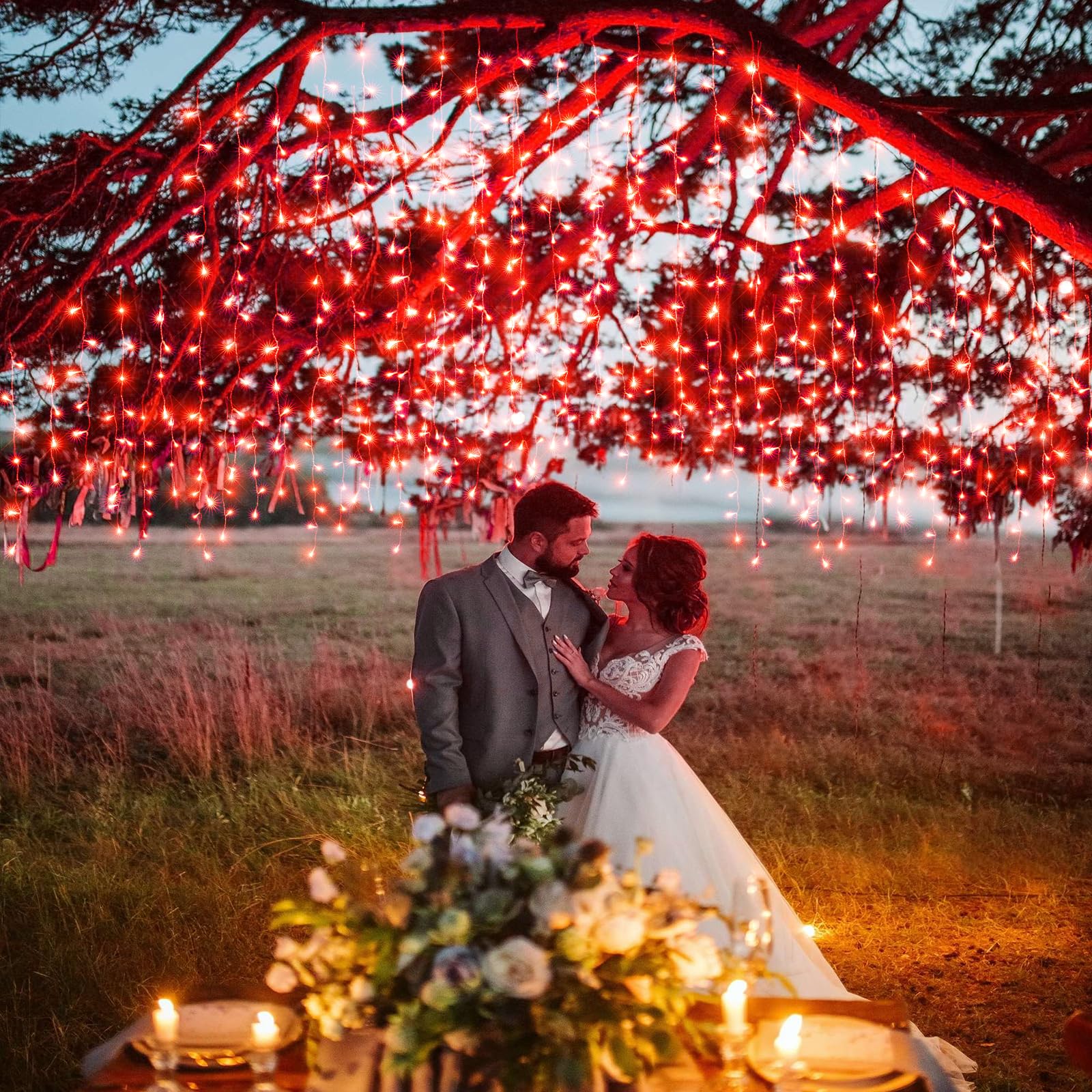 33Ft Red Christmas Lights Outdoor, 400 Led Icicle Lights For Outside, Plug In Twinkle Lights Indoor With 8 Modes Timer Waterproo