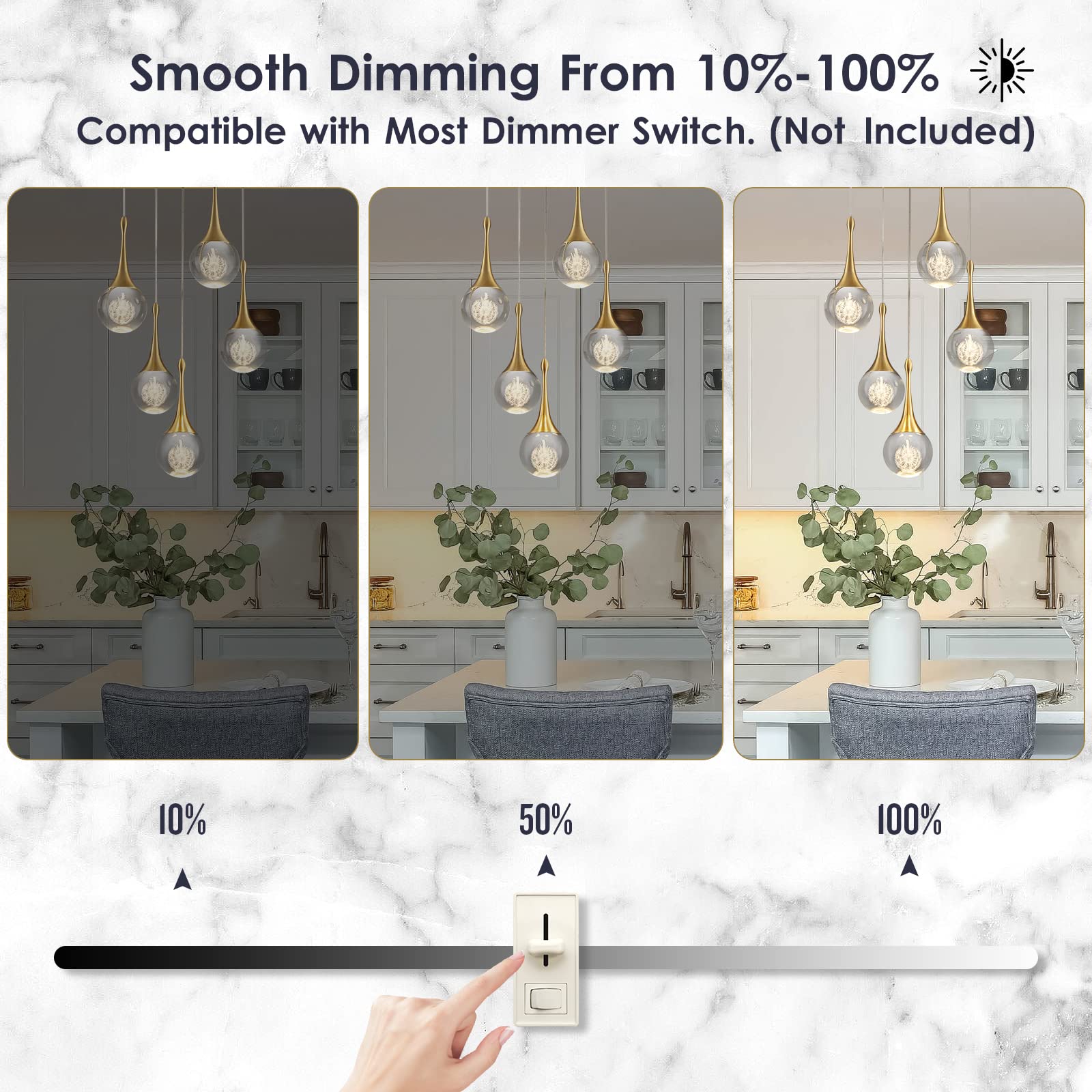 Airyphant 5 Lights Crystal Pendant Light, 25W Gold Dimmable Led Teardrop Cluster Pendant Lighting Fixture For Dining Room Kitche