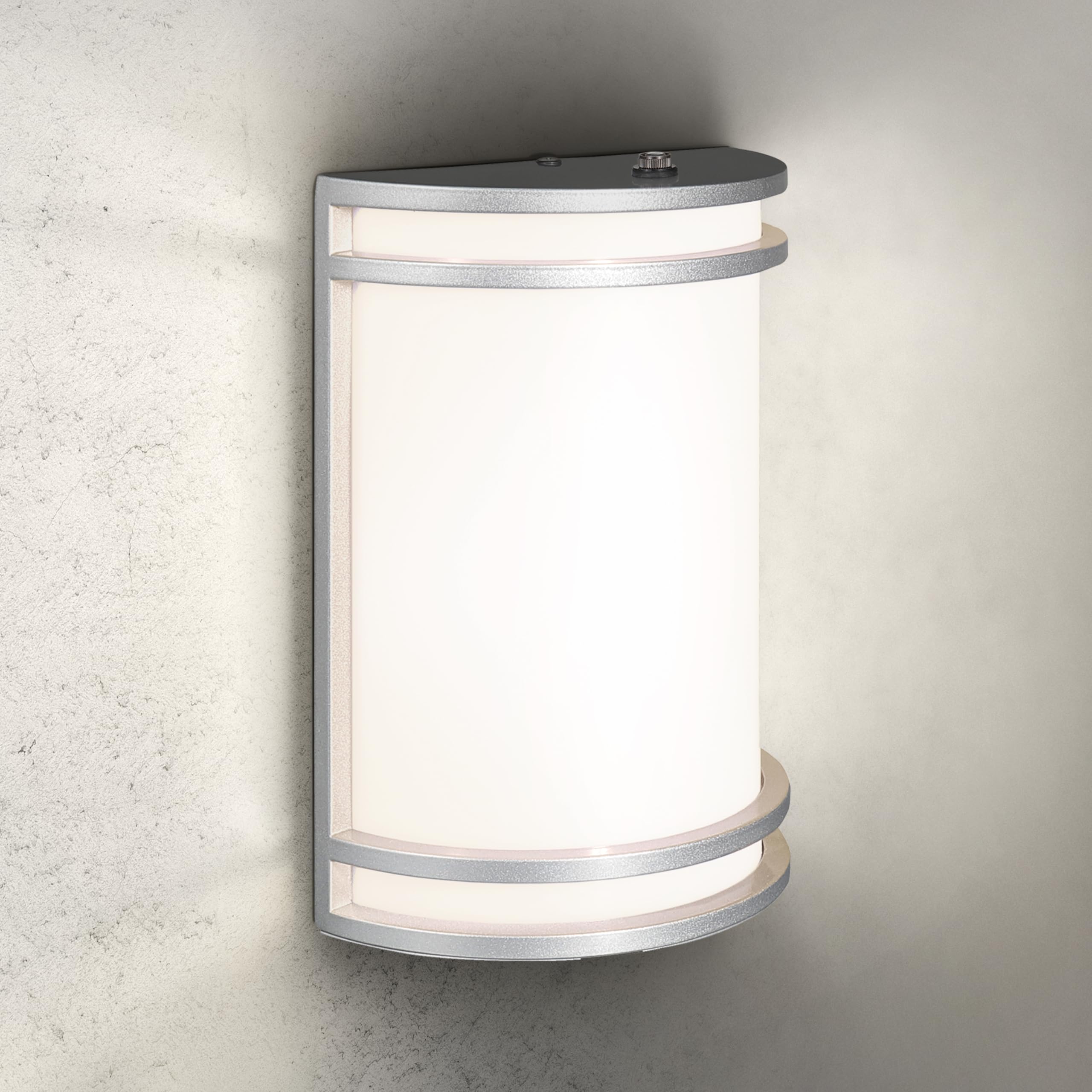 ASD 10 Inch LED Dusk to Dawn Outdoor Wall Mount Light Fixture - Brushed Nickel Modern Wall Sconce Lighting with Photocell - 15W 