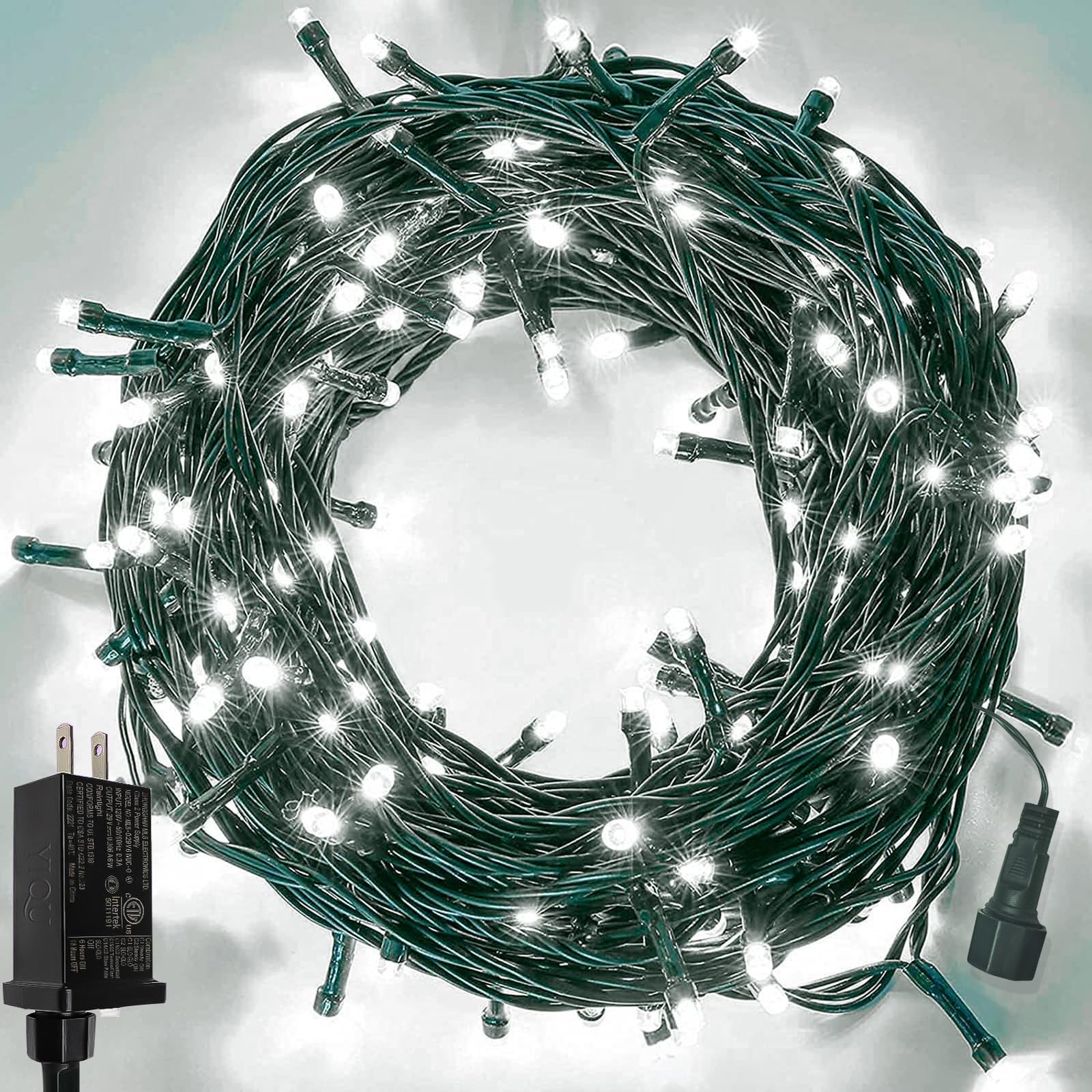 Upgraded 165Ft 500 Led Christmas Outdoor Decoration Lights & Indoor, Memory Function & Timer & 8 Modes, Green Wire Waterproof St