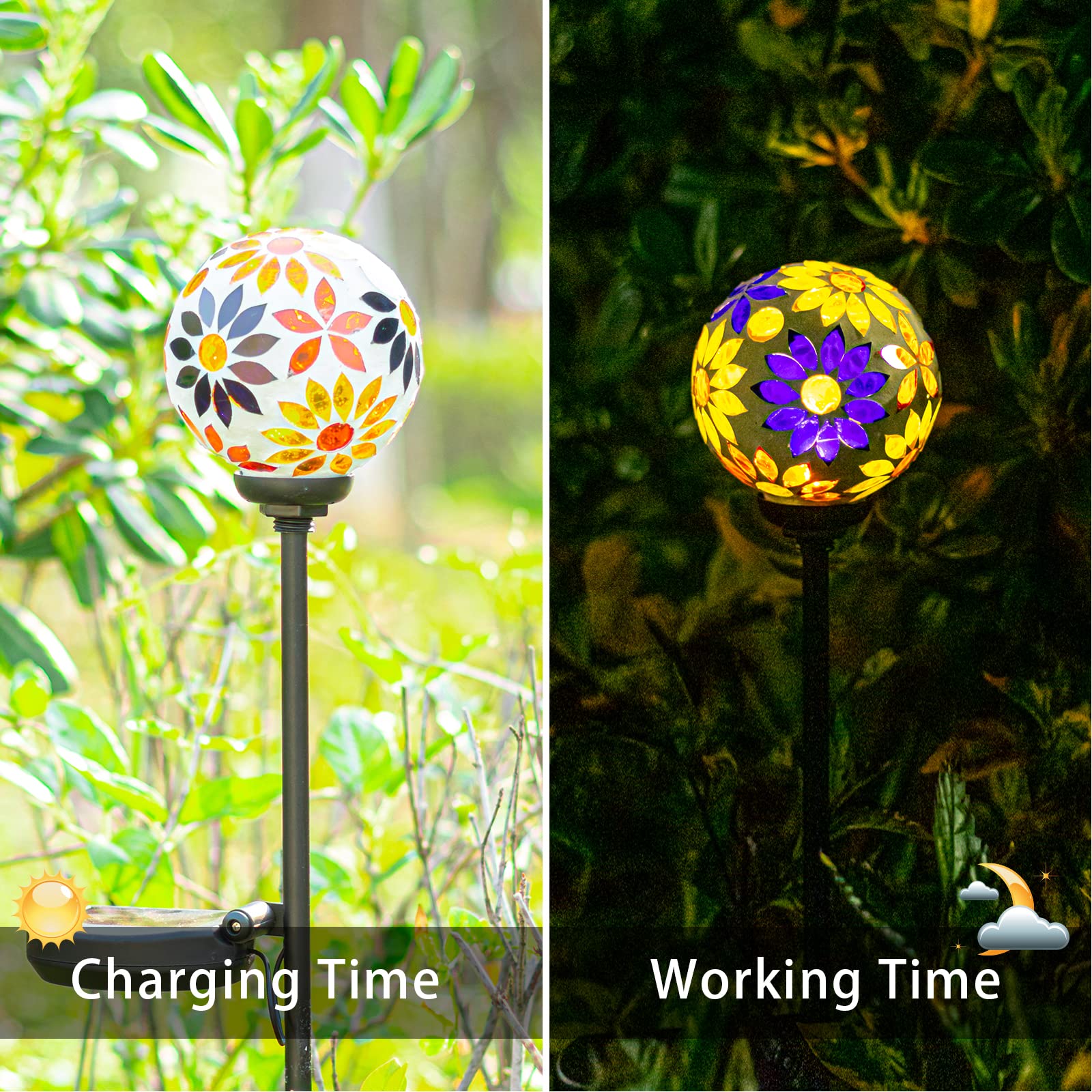 VCUTEKA Solar Garden Lights, Waterproof LED Stake Light for Landscape Pathway, Multi-2, Model B0B3LPNMFJ