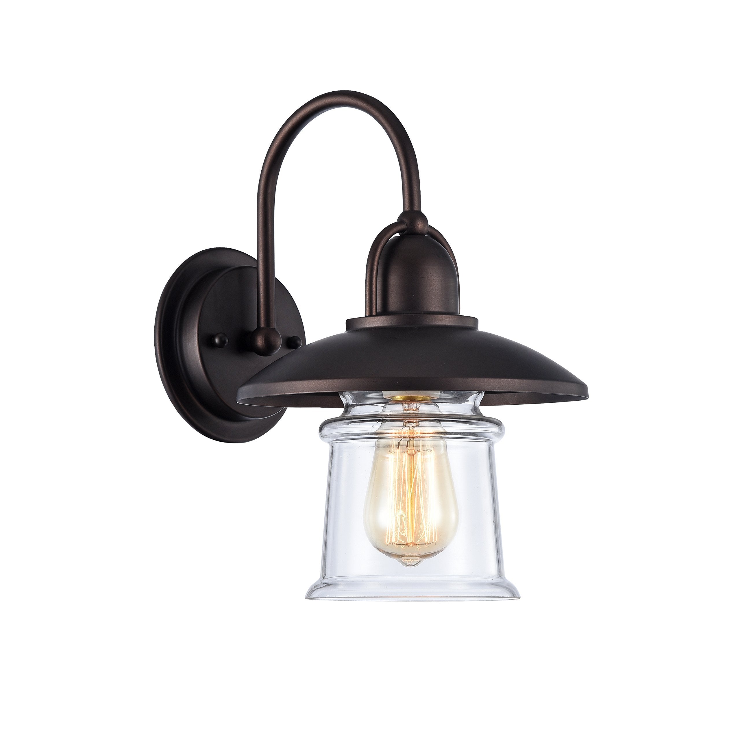 CHLOE Industrial-Style Wall Sconce, 1 Light, Rubbed Bronze, 9in Wide, Glass, Model CH57051RB09-WS1