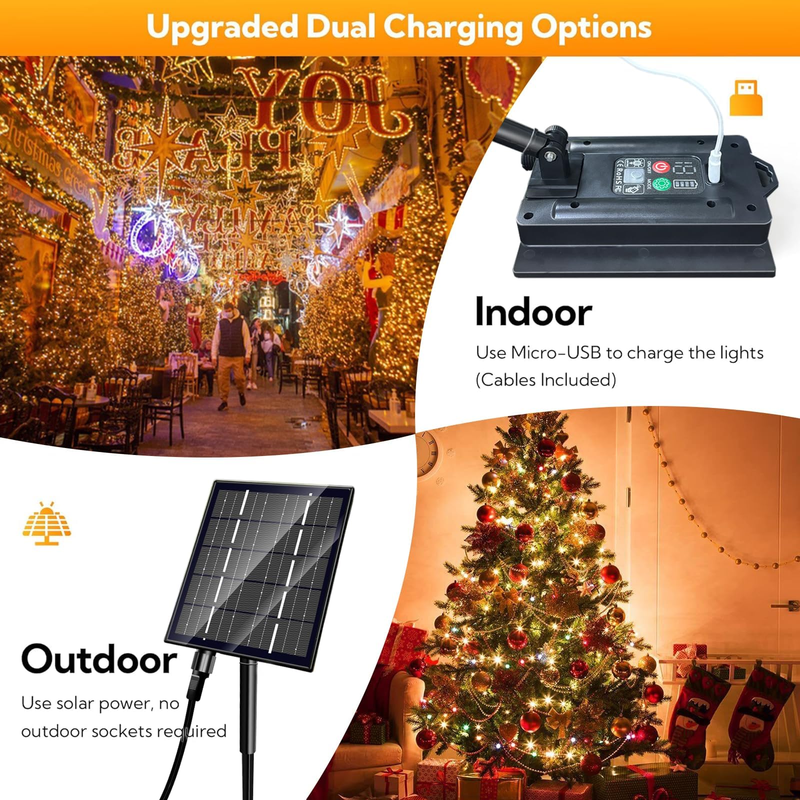 Solar String Lights Outdoor, 137Ft 400 Led 19 Mode Solar Powered Halloween String Lights Waterproof For Garden Patio Fence Holid