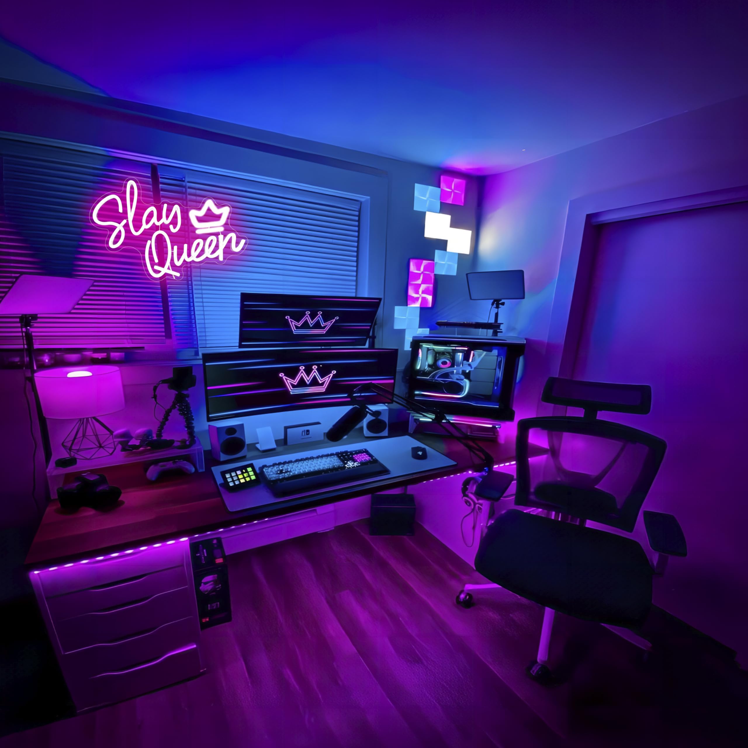 NINTHVEEN Neon Sign LED Light for Bedroom Wall Decor, Game Room, Acrylic, Neon-Queen03