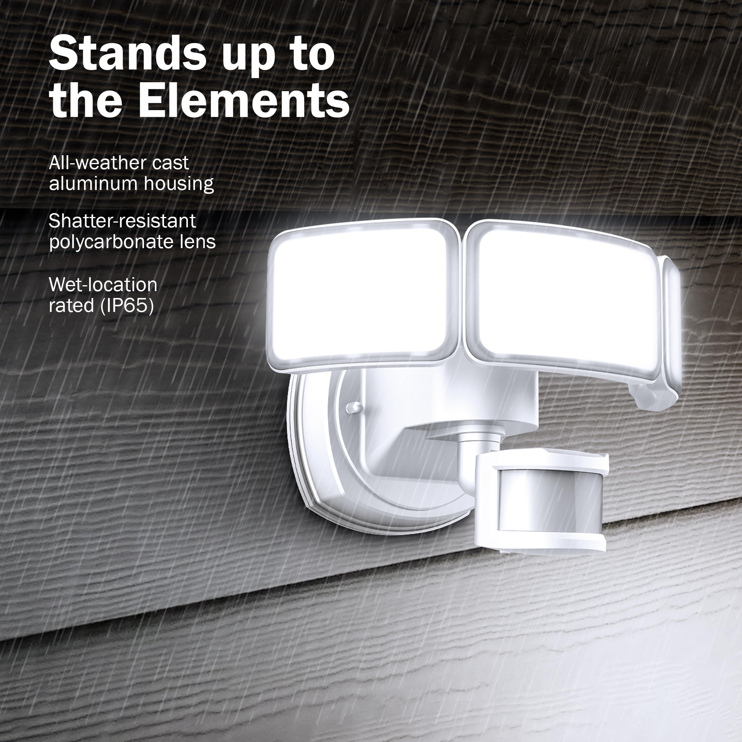 Feit Electric Led Security Light With Motion Sensor, Outdoor 46W Flood Light, Adjustable 3 Head, Wall Mount, 5000 Lumens, 5000K