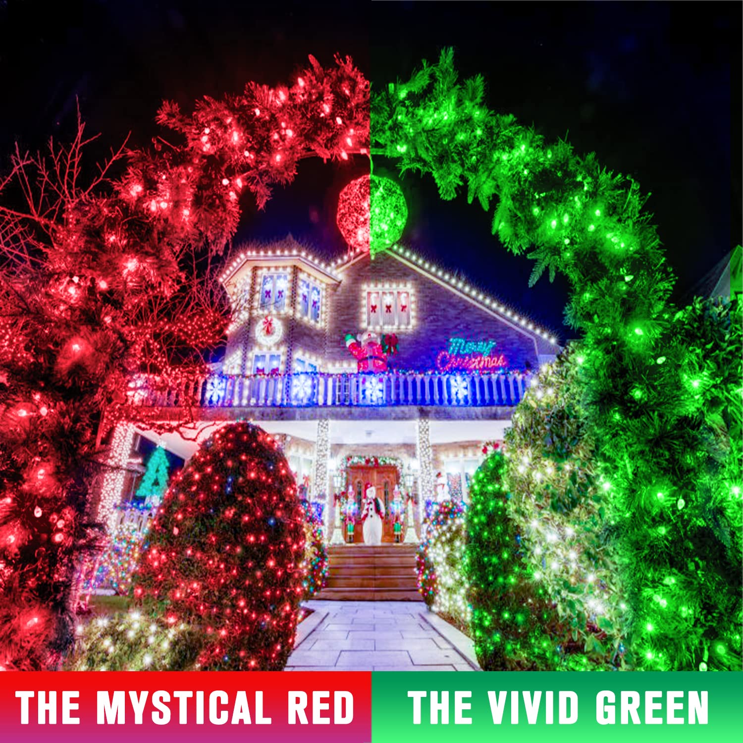 JMEXSUSS Christmas String Lights 168ft 600 LED Color Changing Red Green 8 Modes Model EXS-S-0600-R