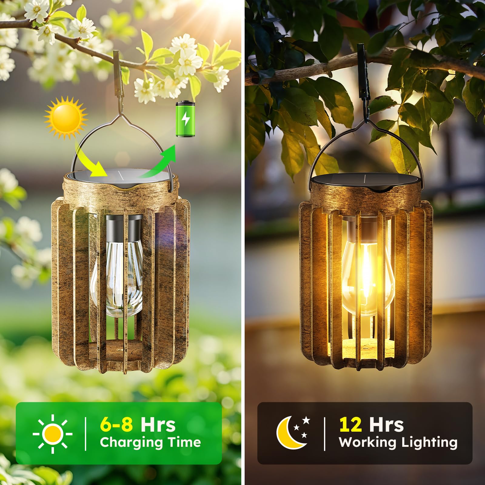 Ahaorigin Solar Lanterns Outdoor Waterproof  Brighter Up To 12 Hrs Outdoor Hanging Solar Lights  Outside Hanging Lanterns For Garden Porch Patio Yard Decor  Gifts For Women Mom Father 2 Pack