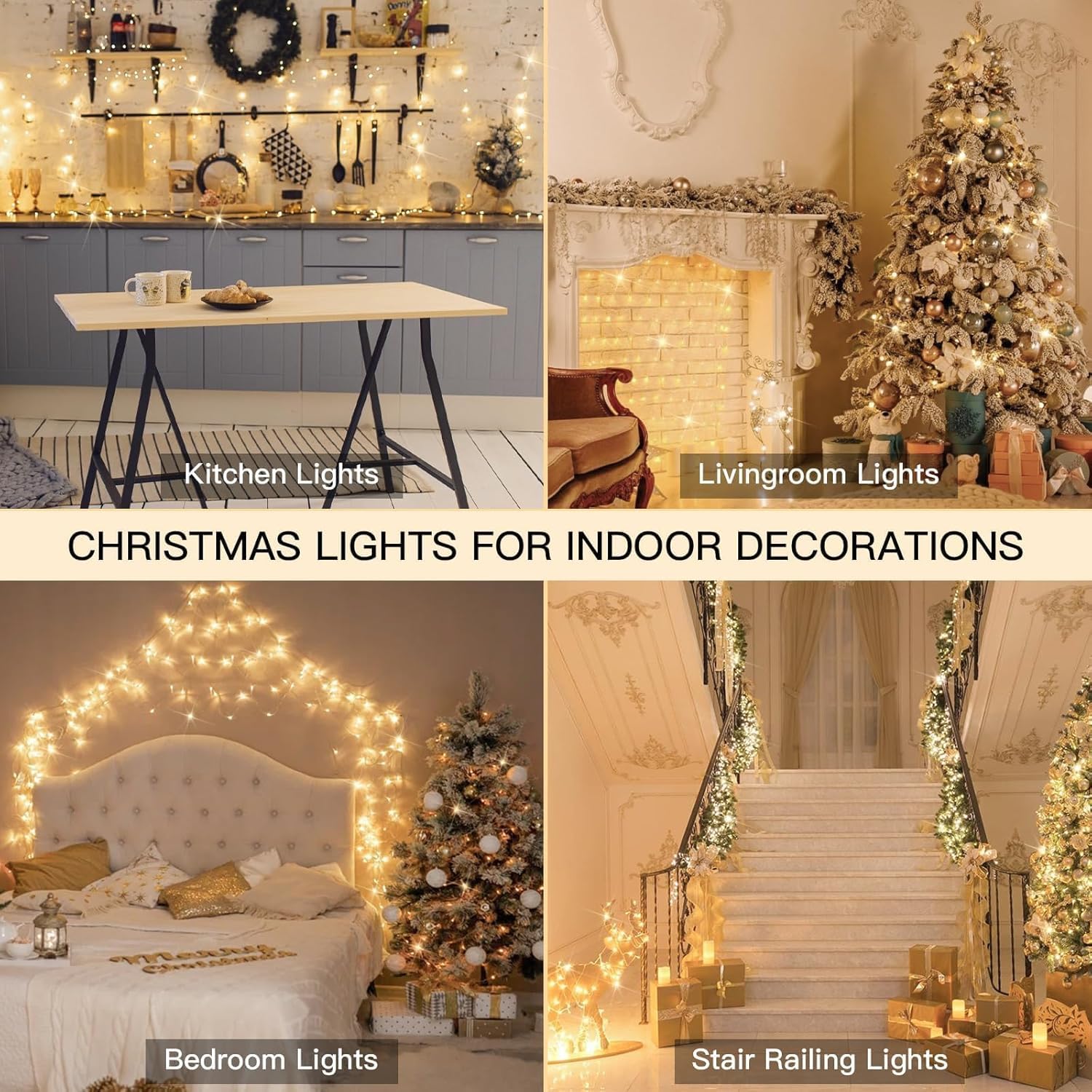 suddus Christmas Tree Lights, 33FT 100 LED Warm White Fairy Lights, Plug-in with Remote, Indoor/Outdoor Decor, Model SD-100STRWW