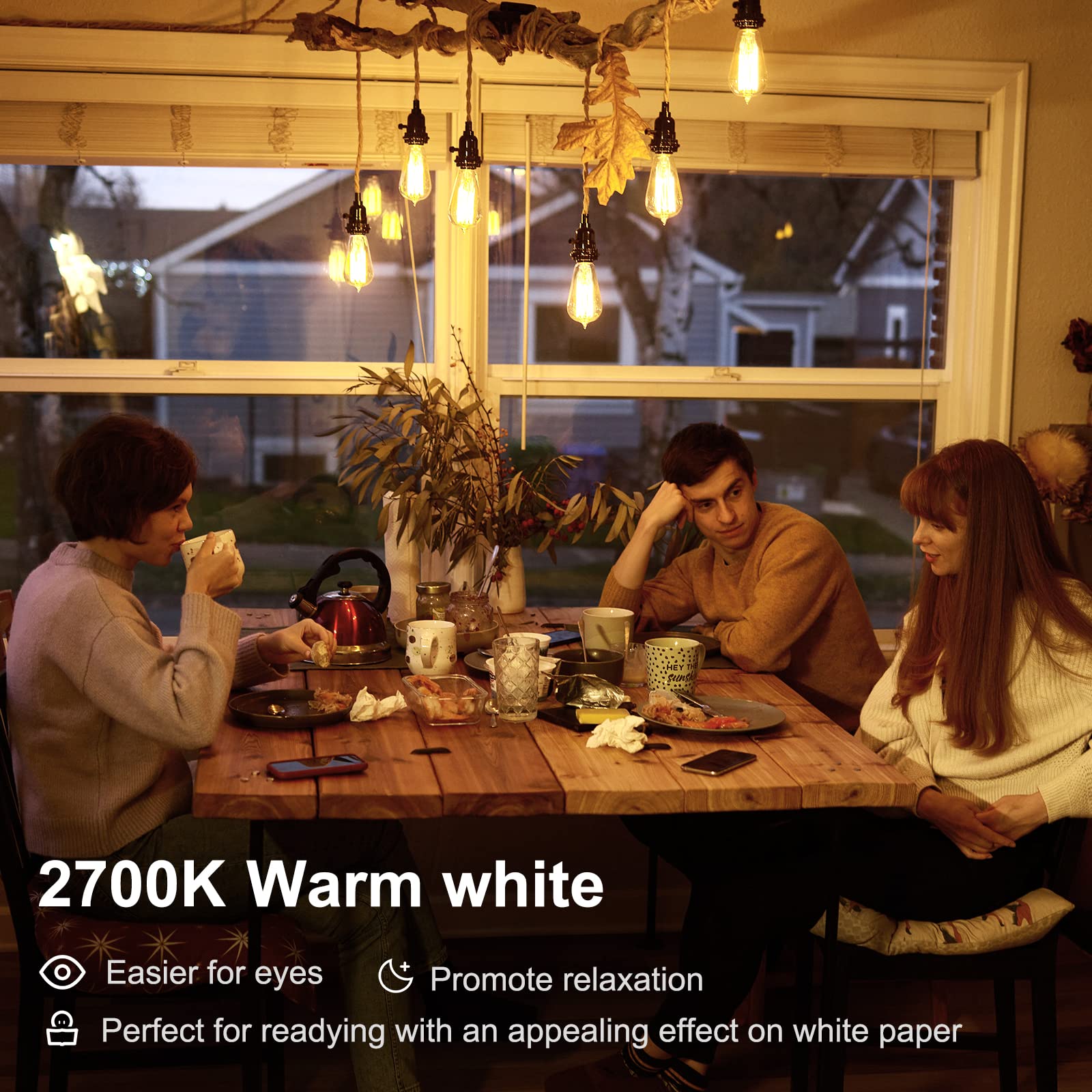 Tjoy 20 Pack Vintage 8W St58 Led Edison Light Bulbs, Dimmable, 60W Equivalent, 800Lumens, 2700K Warm White, E26 Base Led Filamen