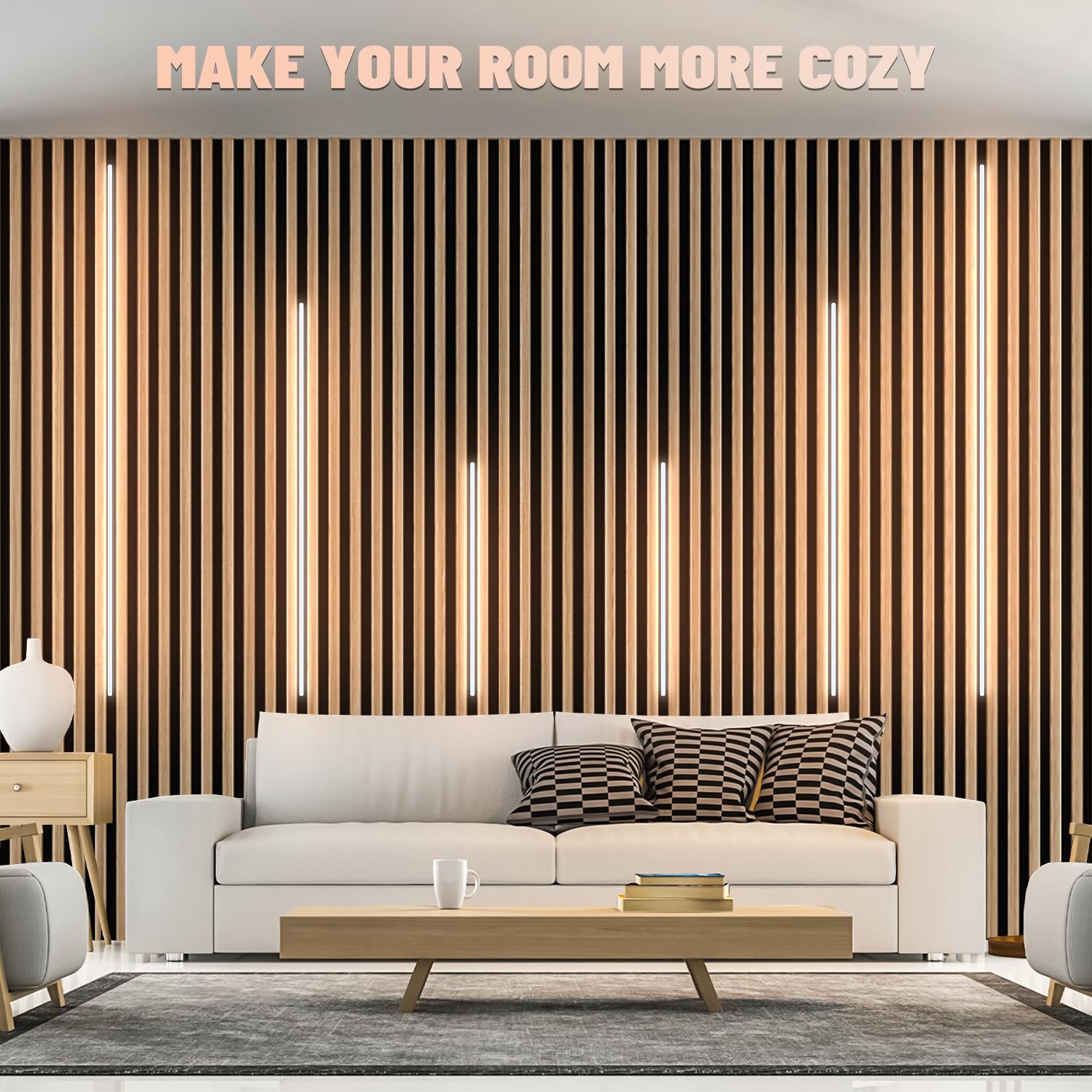 Lichaser LED Recessed Lighting, 6 Pcs 3000K Dimmable Warm White Strip Lights, Self-Adhesive for Slat Wall, Model Spider T, 2*