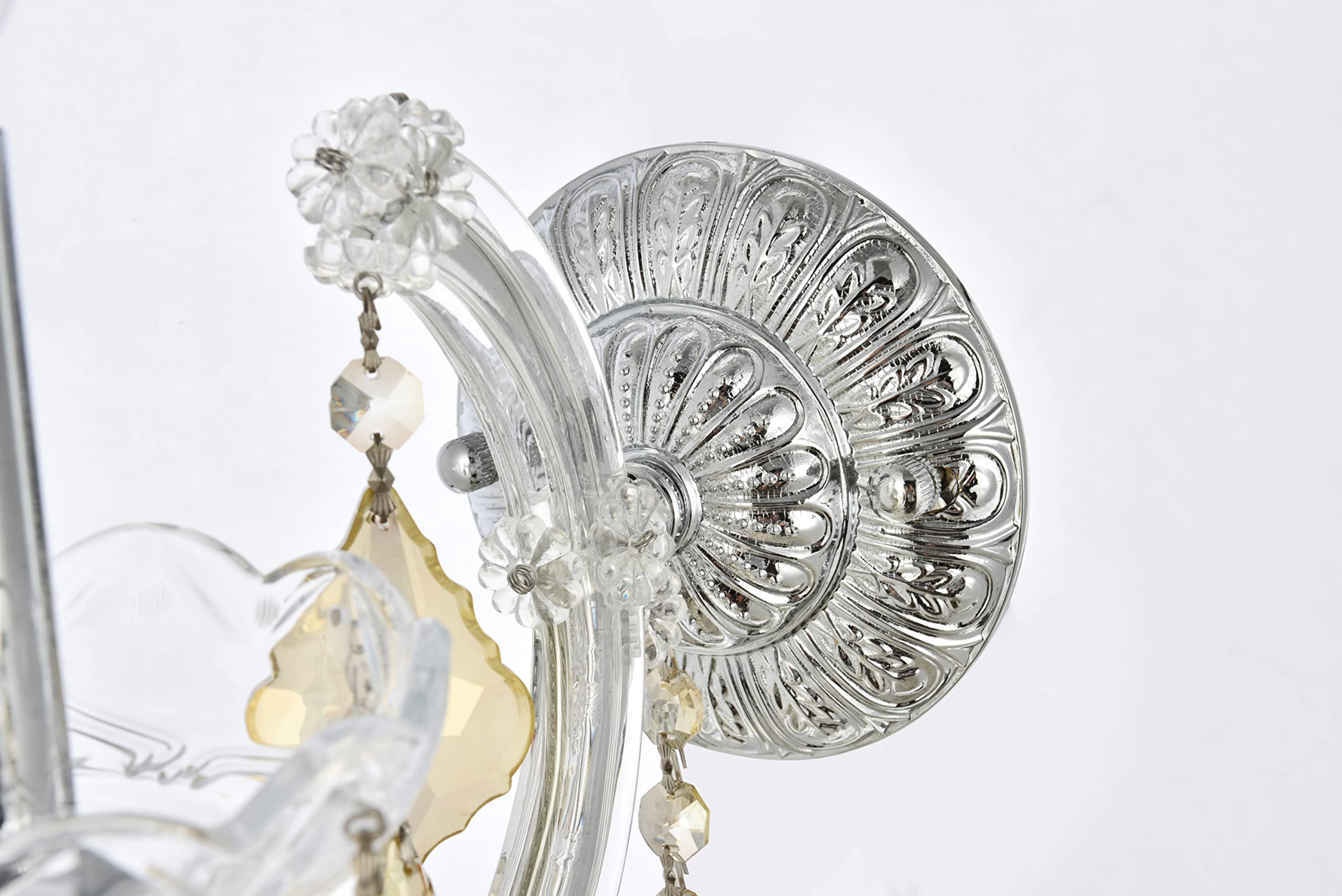 Elegant Lighting 2800W1G-Gt/Rc Maria Theresa 12-Inch High 1-Light Wall Sconce, Gold Finish With Golden Teak (Smoky) Royal Cut Rc Crystal