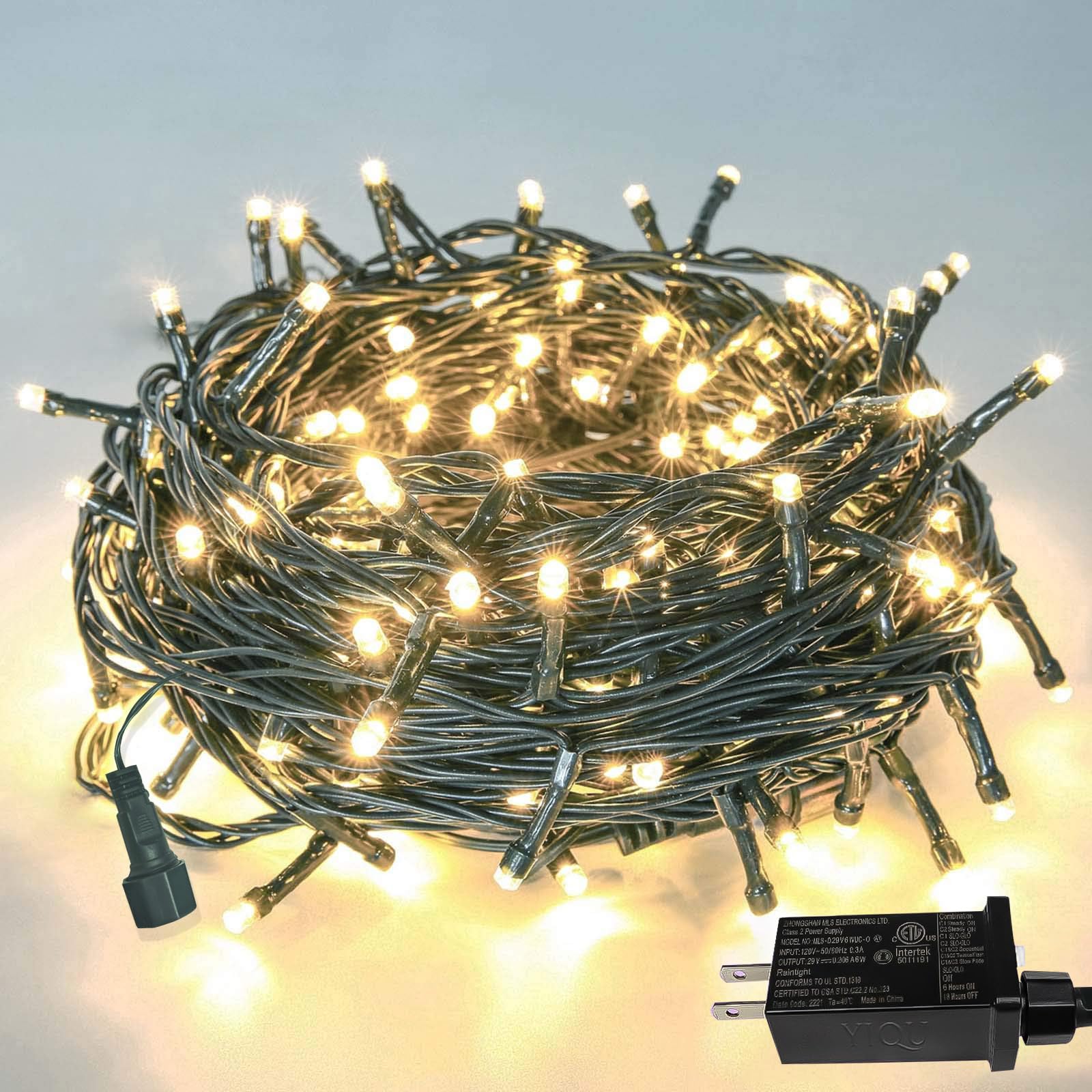 Upgraded 75.8 FT 200 LED Christmas String Lights Outdoor/Indoor, Timer & Memory Function & 8 Modes, Extendable Green Wire Waterp
